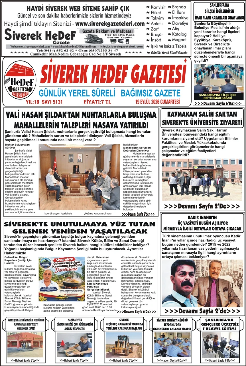 19.09.2026 Tarihli Gazetemiz