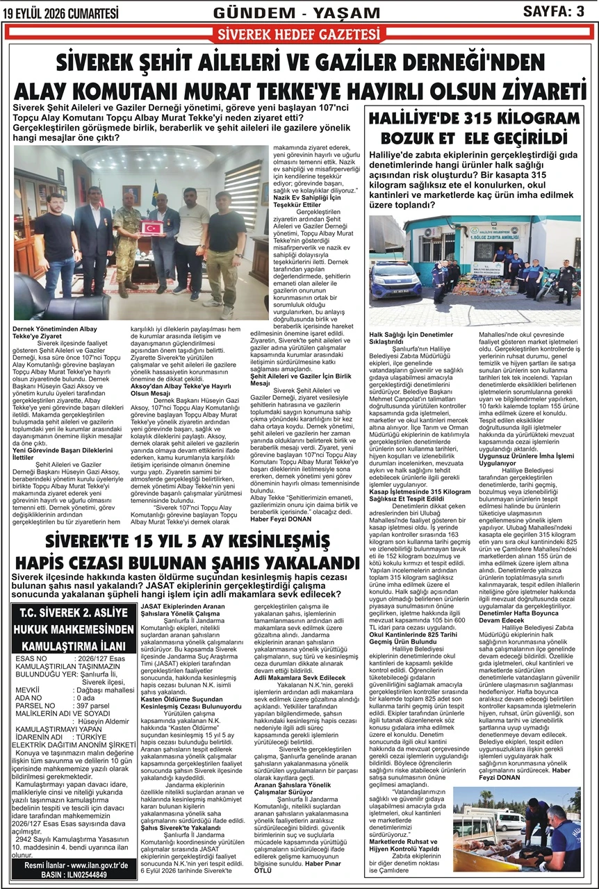 19.09.2026 Tarihli Gazetemiz