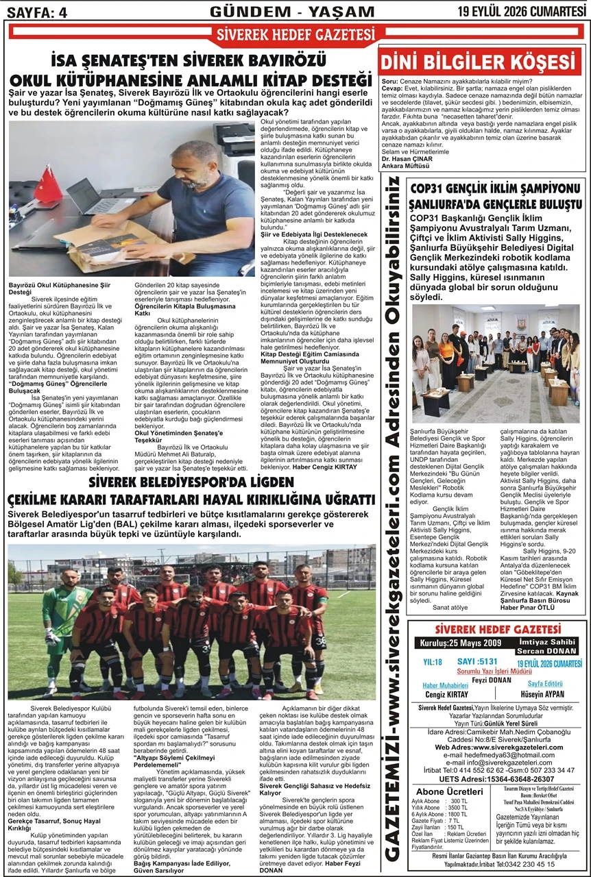 19.09.2026 Tarihli Gazetemiz