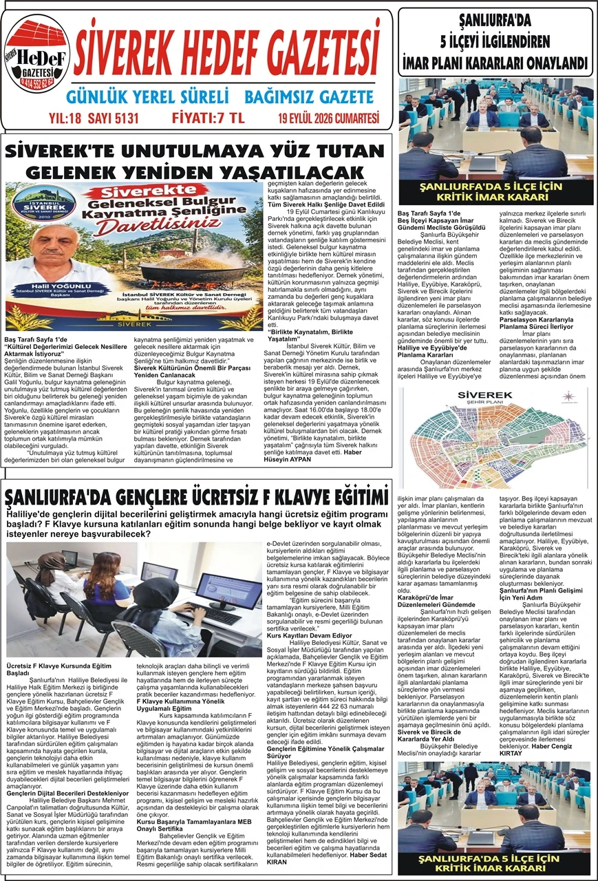 19.09.2026 Tarihli Gazetemiz