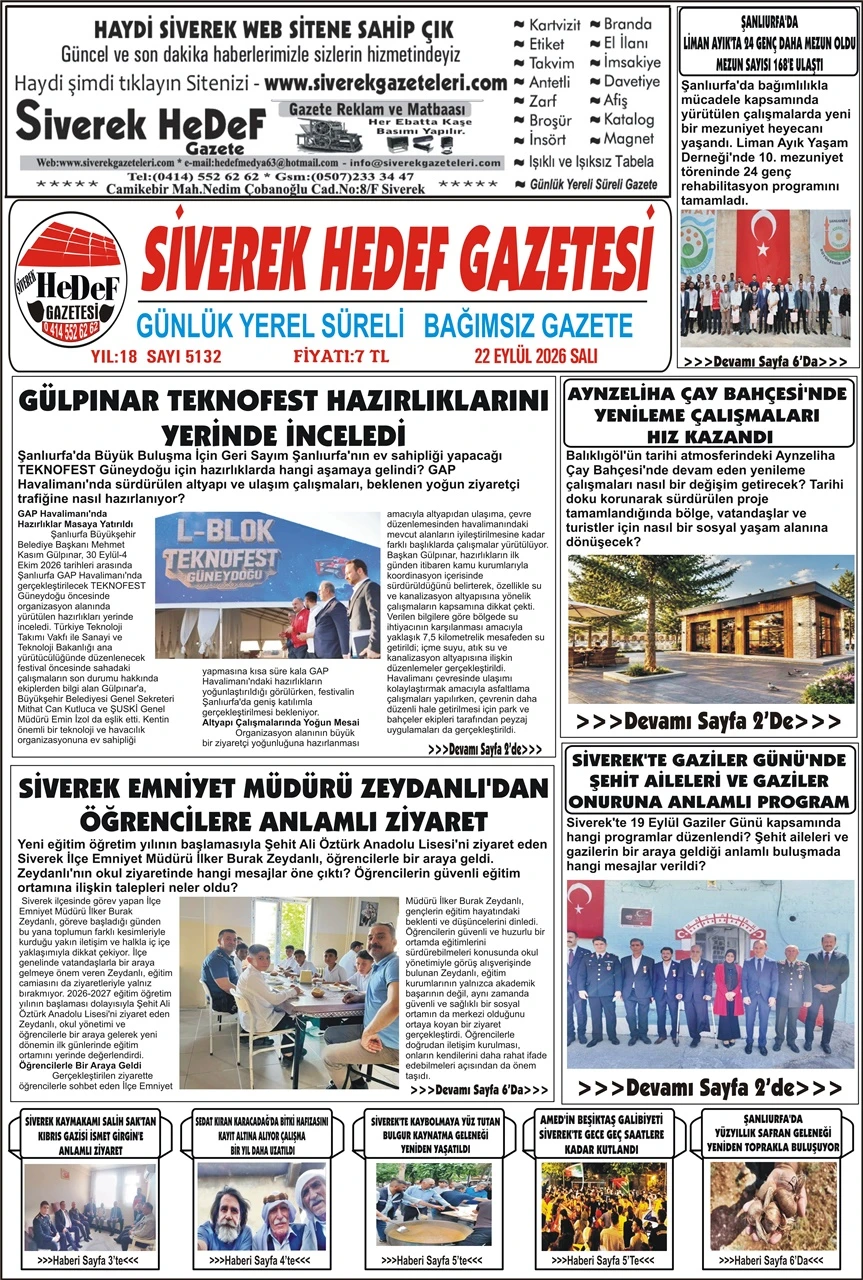22.09.2026 Tarihli Gazetemiz