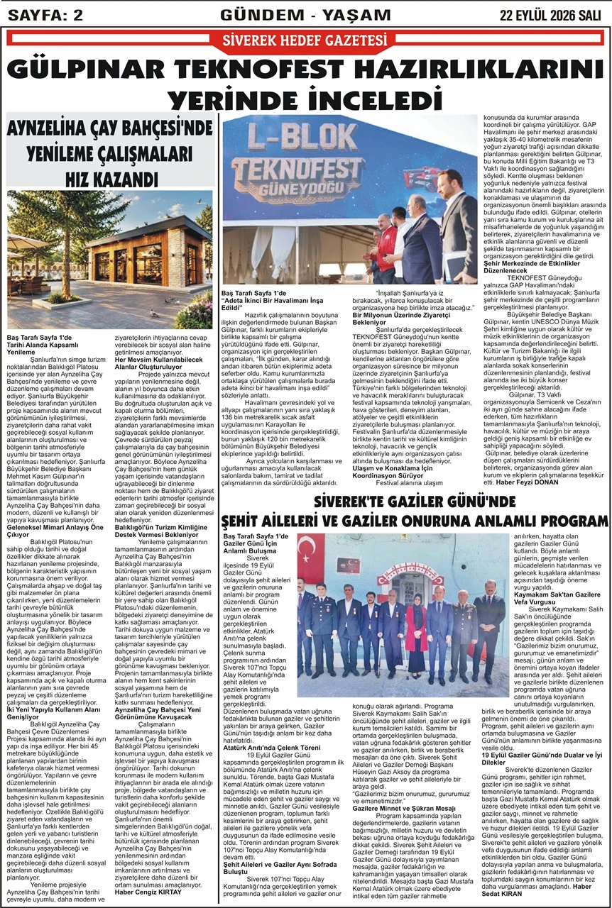 22.09.2026 Tarihli Gazetemiz