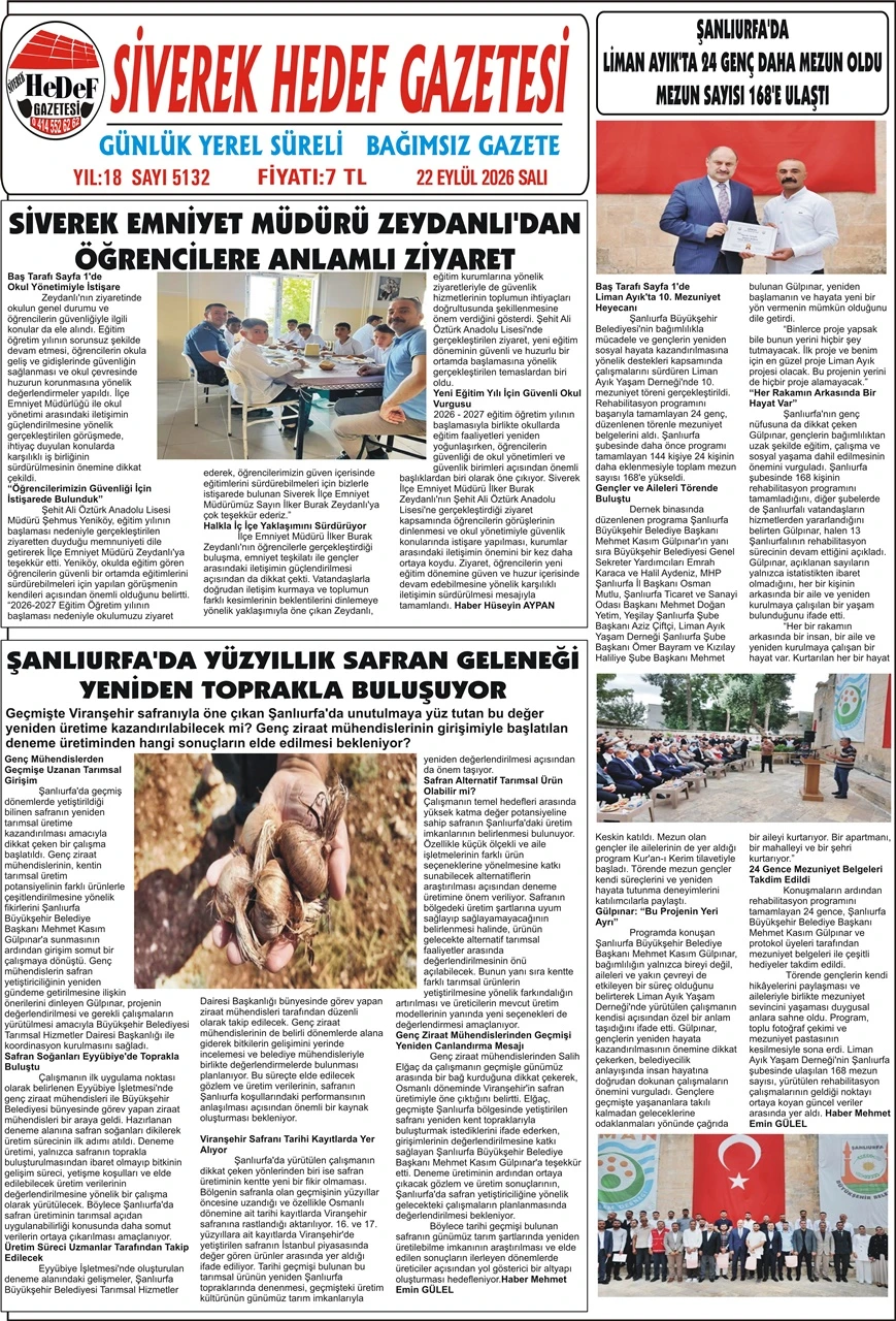 22.09.2026 Tarihli Gazetemiz
