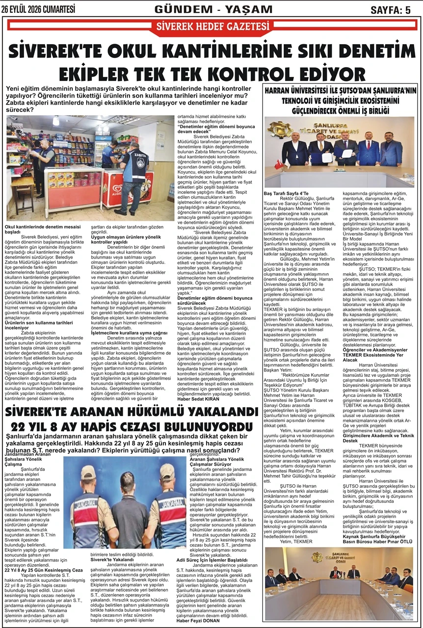 26.09.2026 Tarihli Gazetemiz