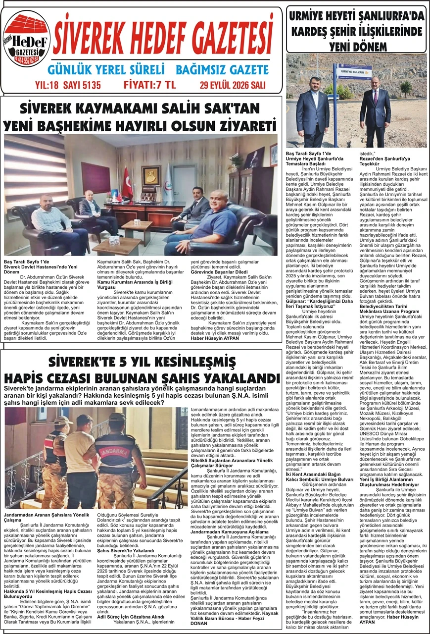 29.09.2026 Tarihli Gazetemiz