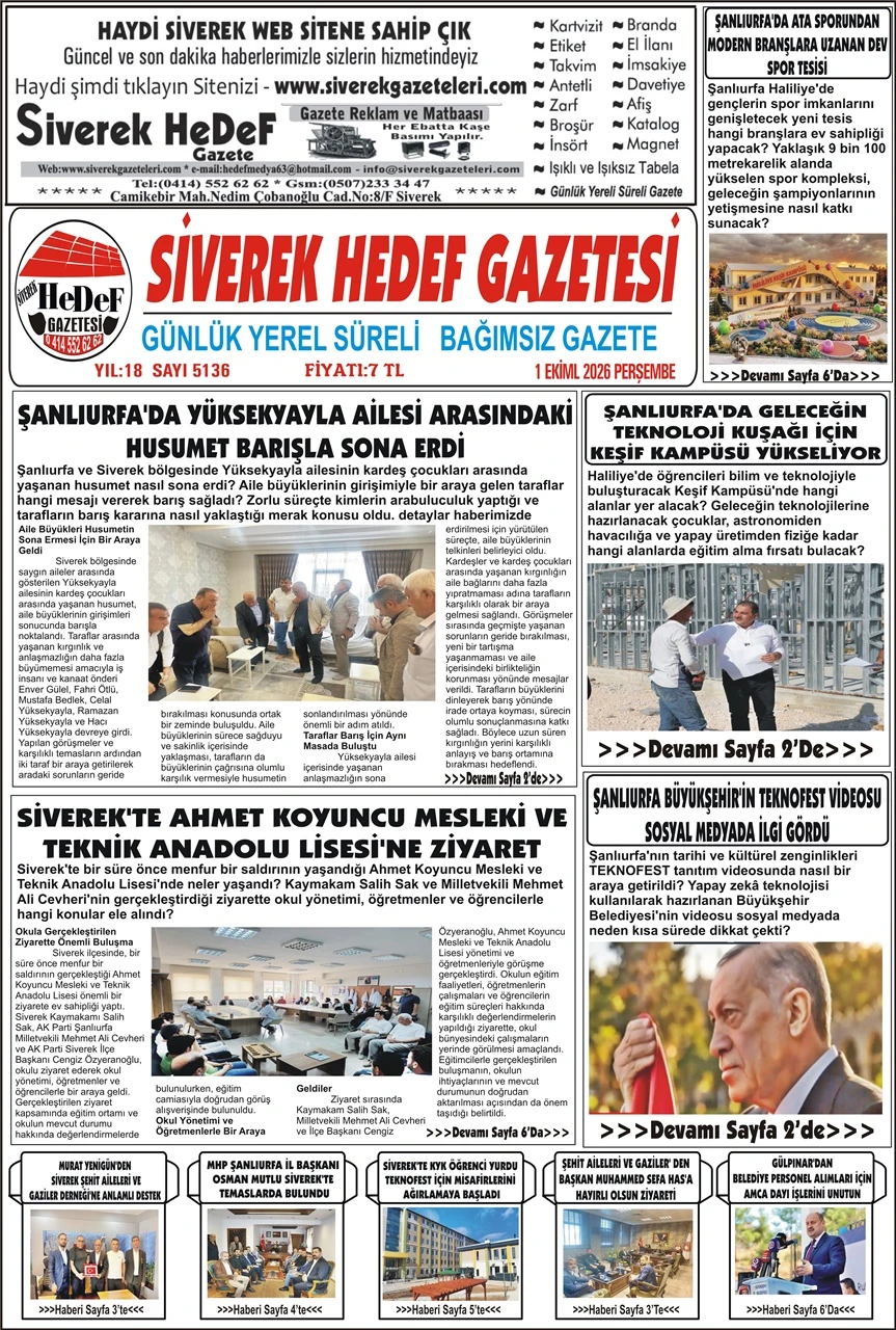01.10.2026 Tarihli Gazetemiz
