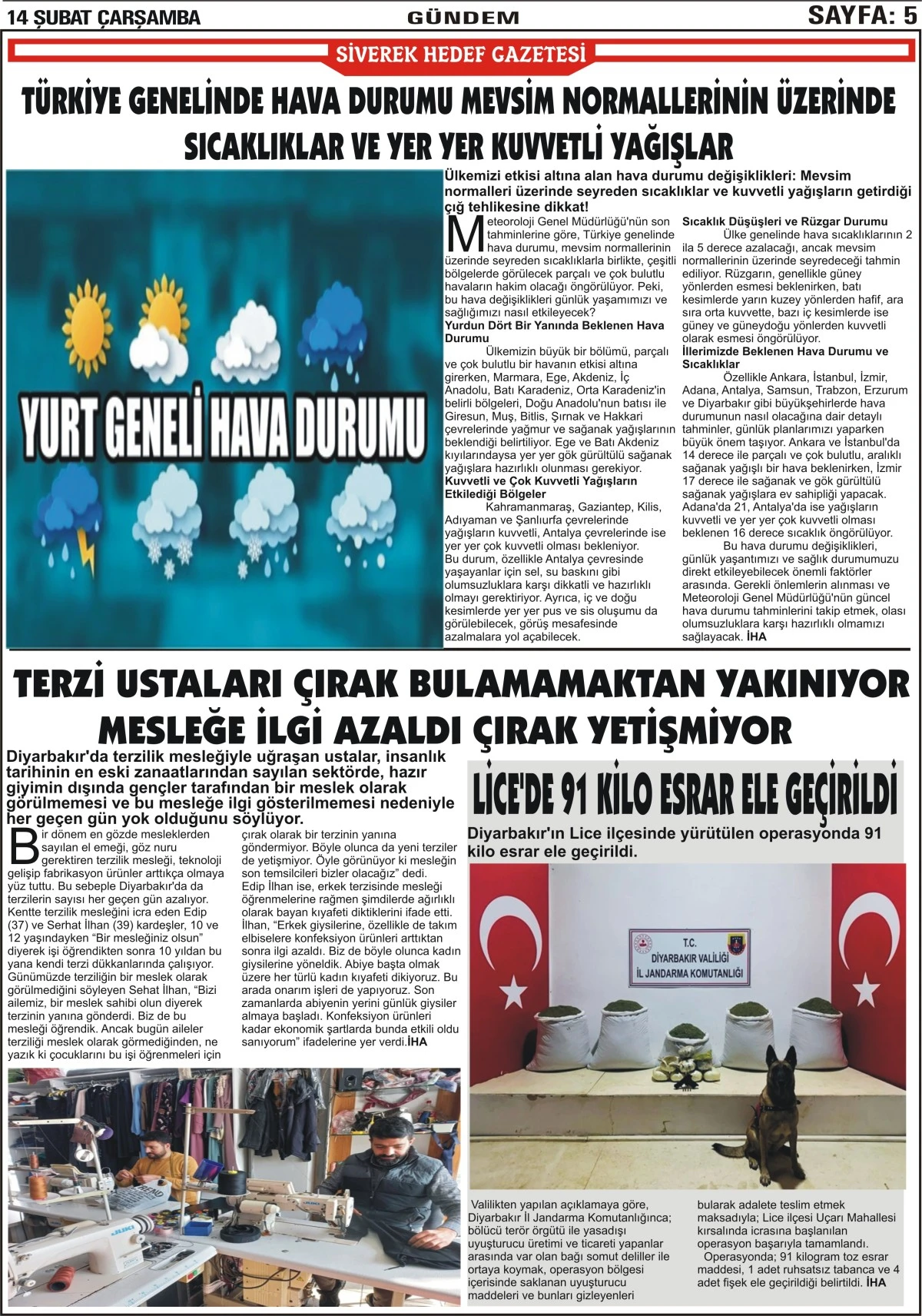 14.02.2024 Tarihli Gazetemiz