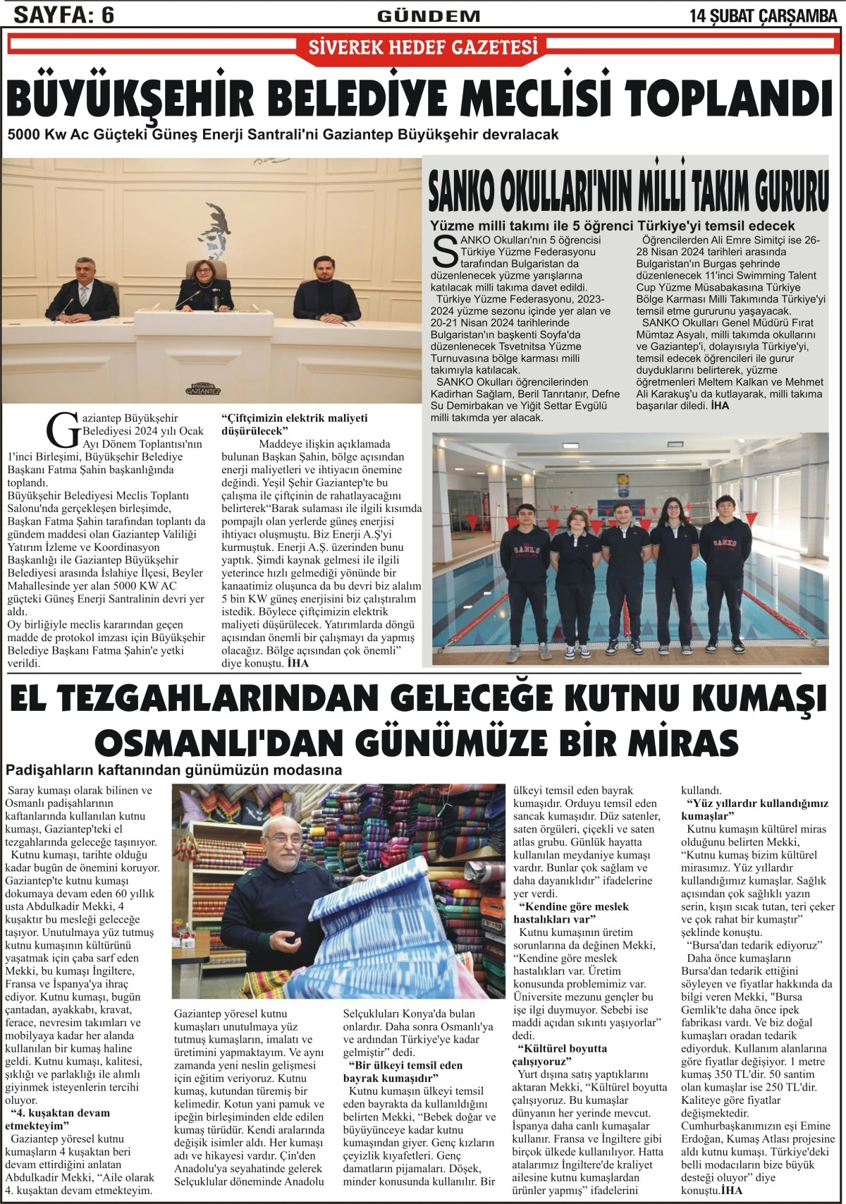 14.02.2024 Tarihli Gazetemiz