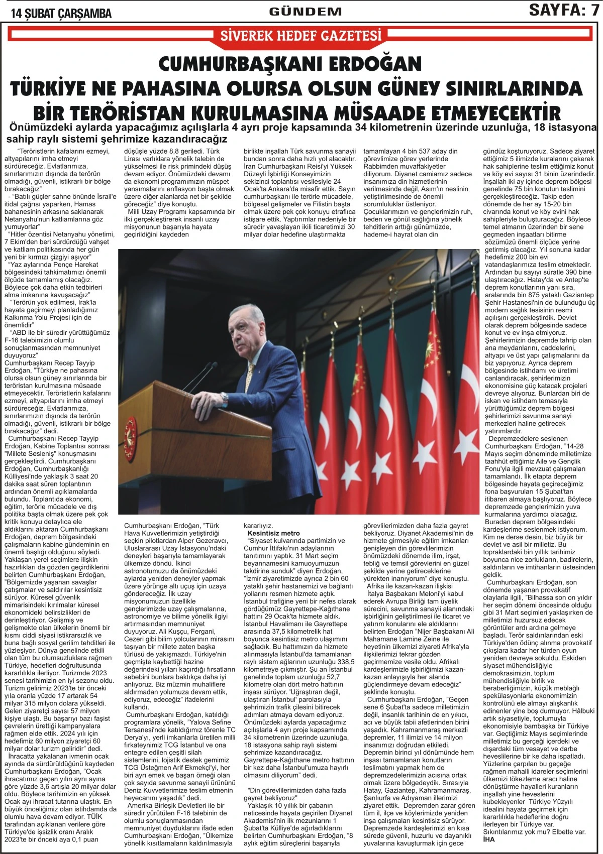 14.02.2024 Tarihli Gazetemiz