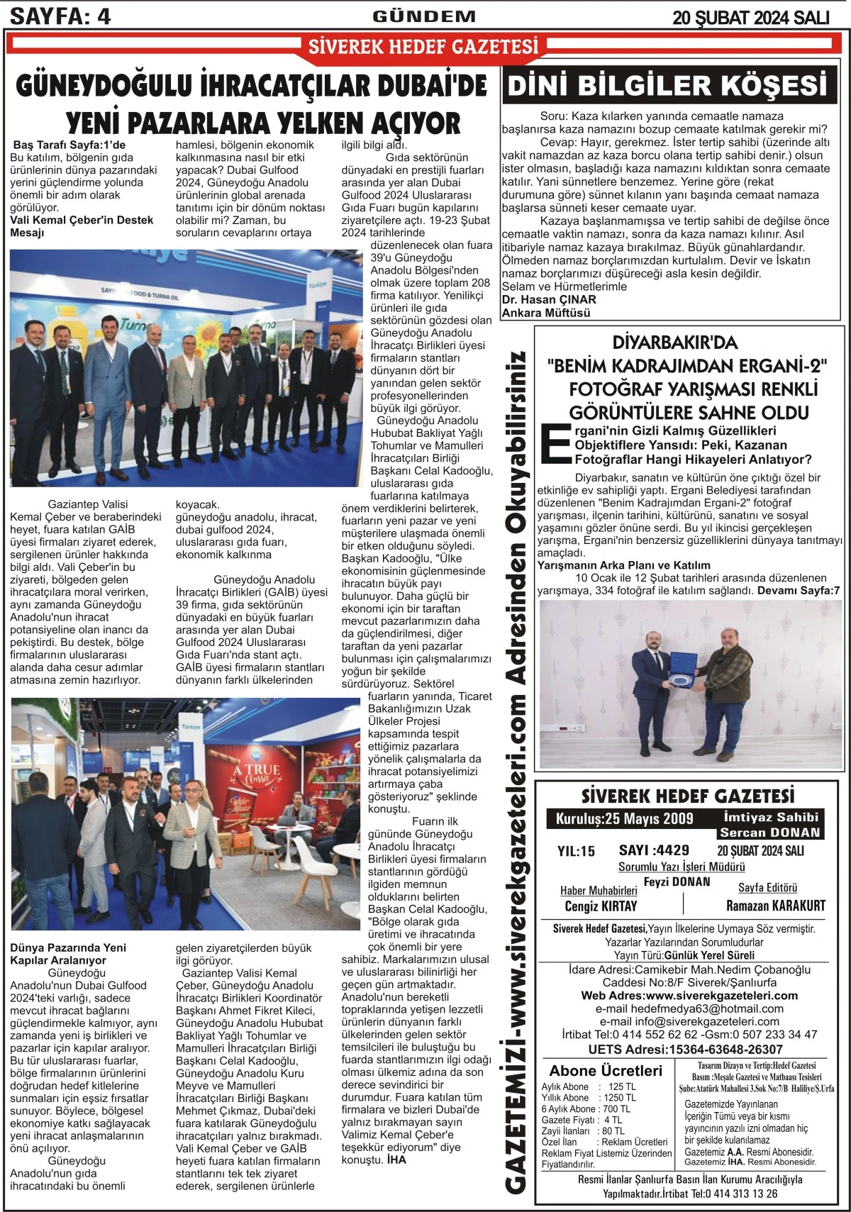 20.02.2024 Tarihli Gazetemiz