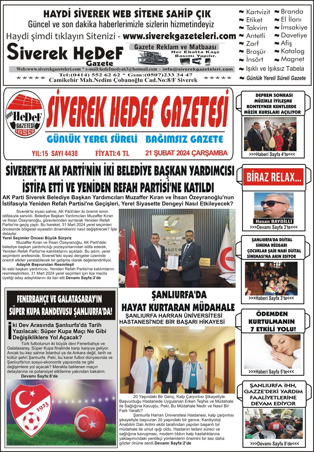 21.02.2024 Tarihli Gazetemiz