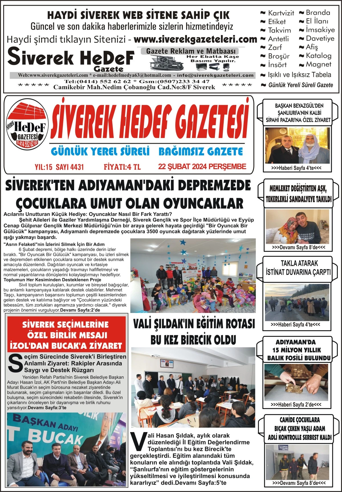 22.02.2024 Tarihli Gazetemiz