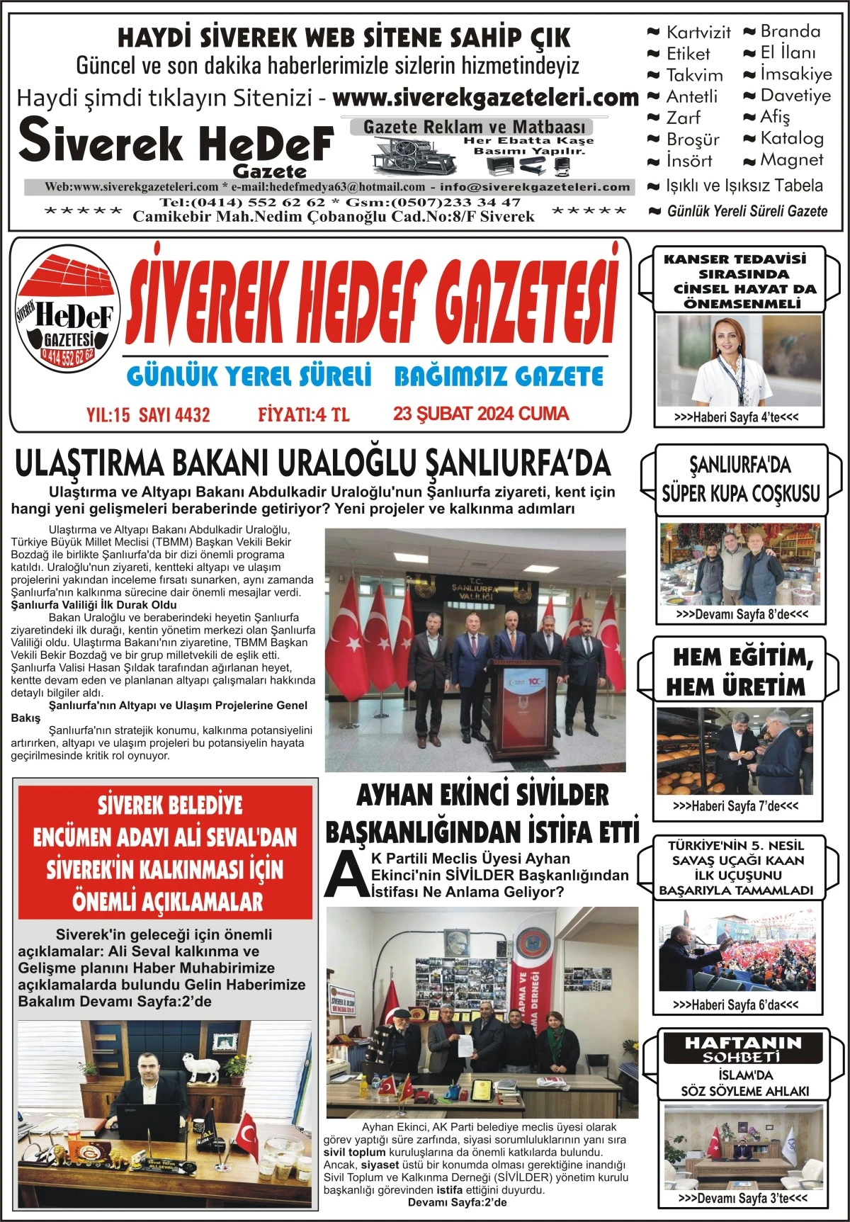 23.02.2024 Tarihli Gazetemiz