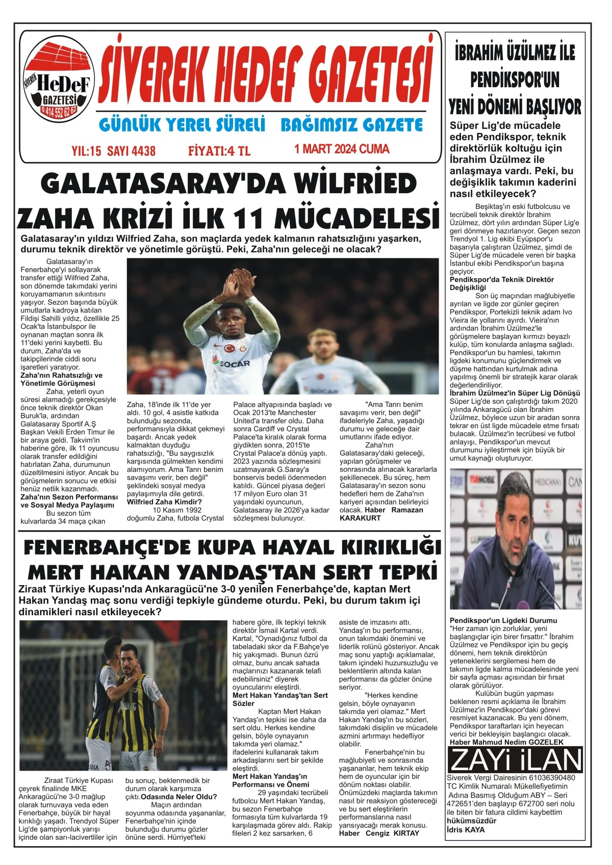 01.03.2024 Tarihli Gazetemiz