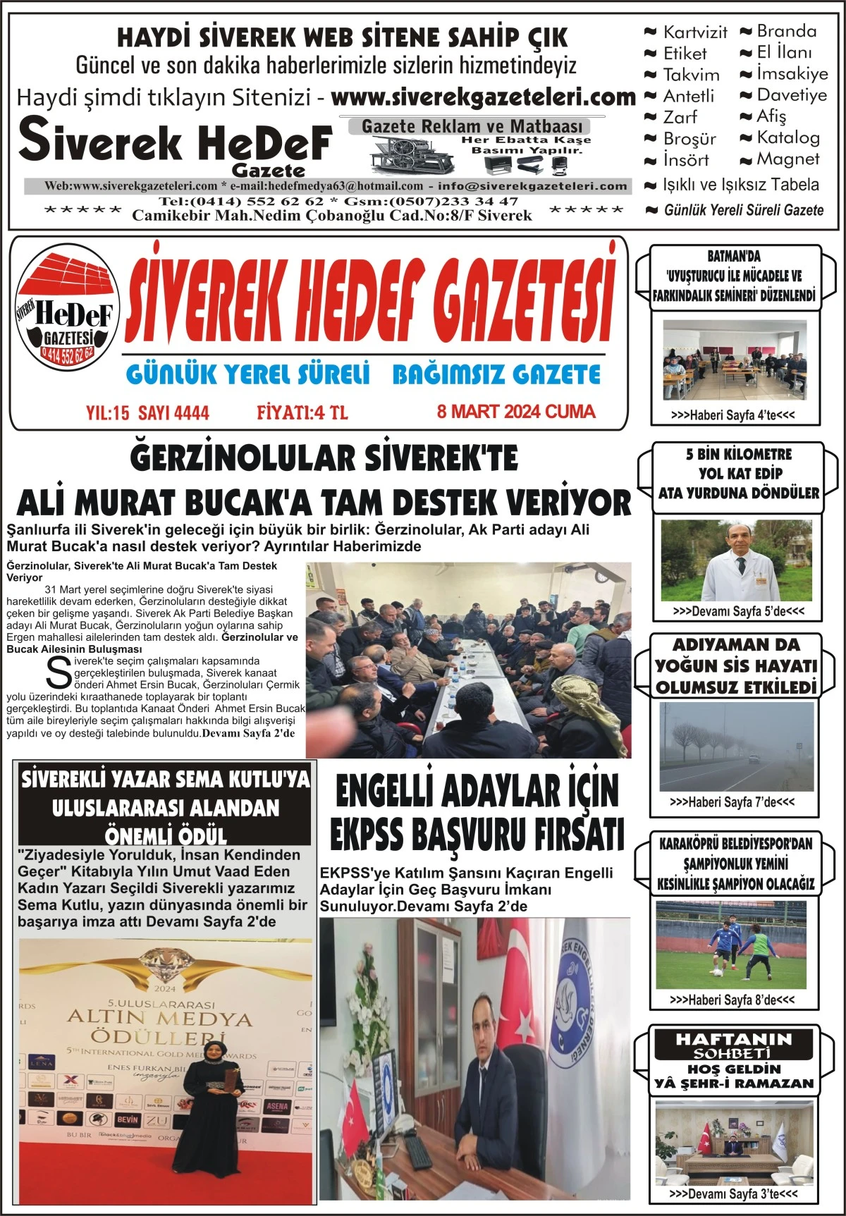 08.03.2024 Tarihli Gazetemiz