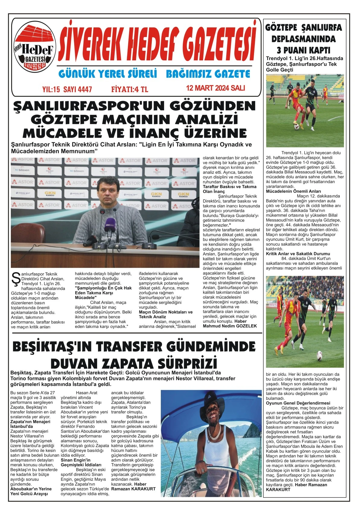 12.03.2024 Tarihli Gazetemiz
