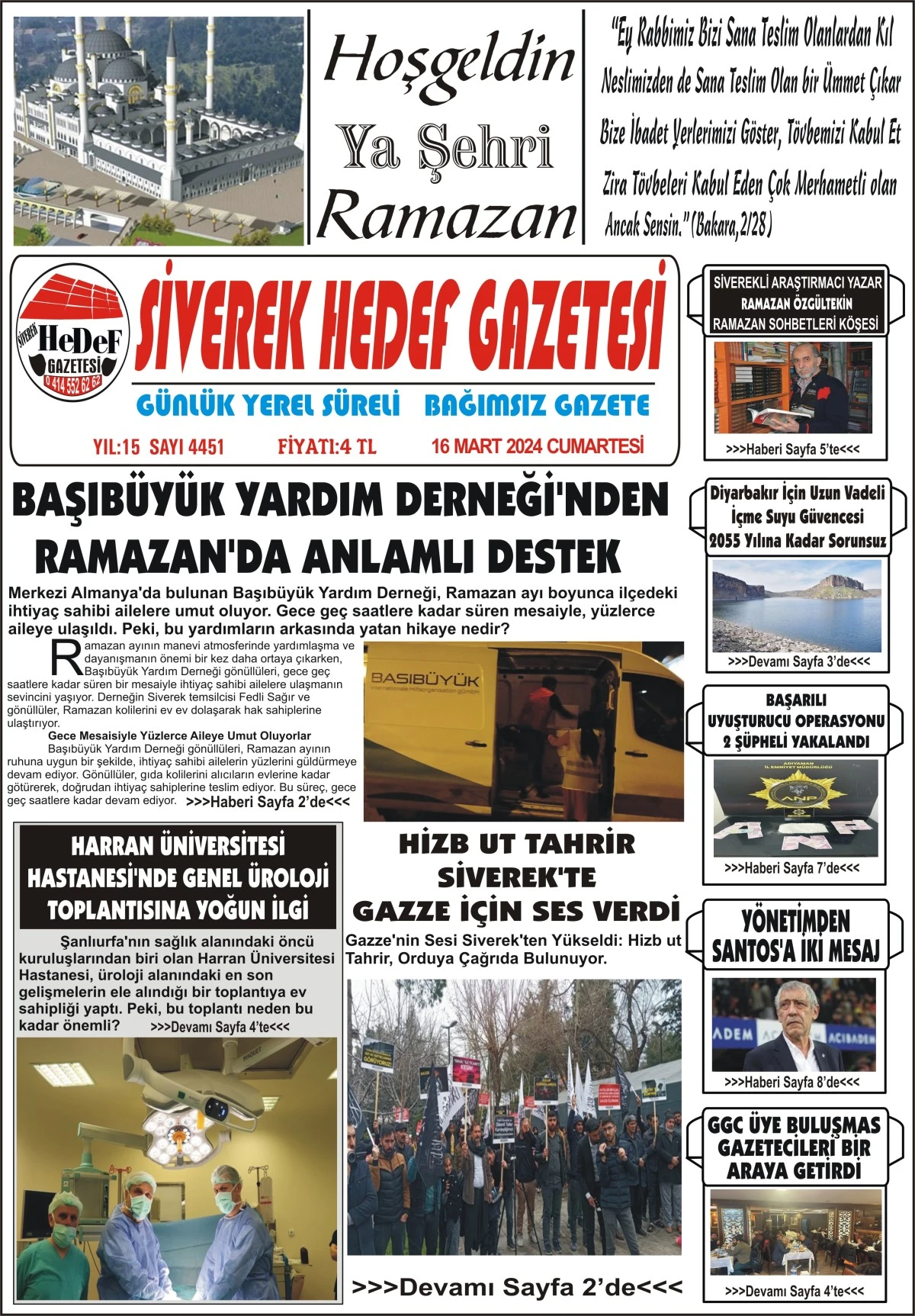 16 MART 2024  Tarihli Gazetemiz