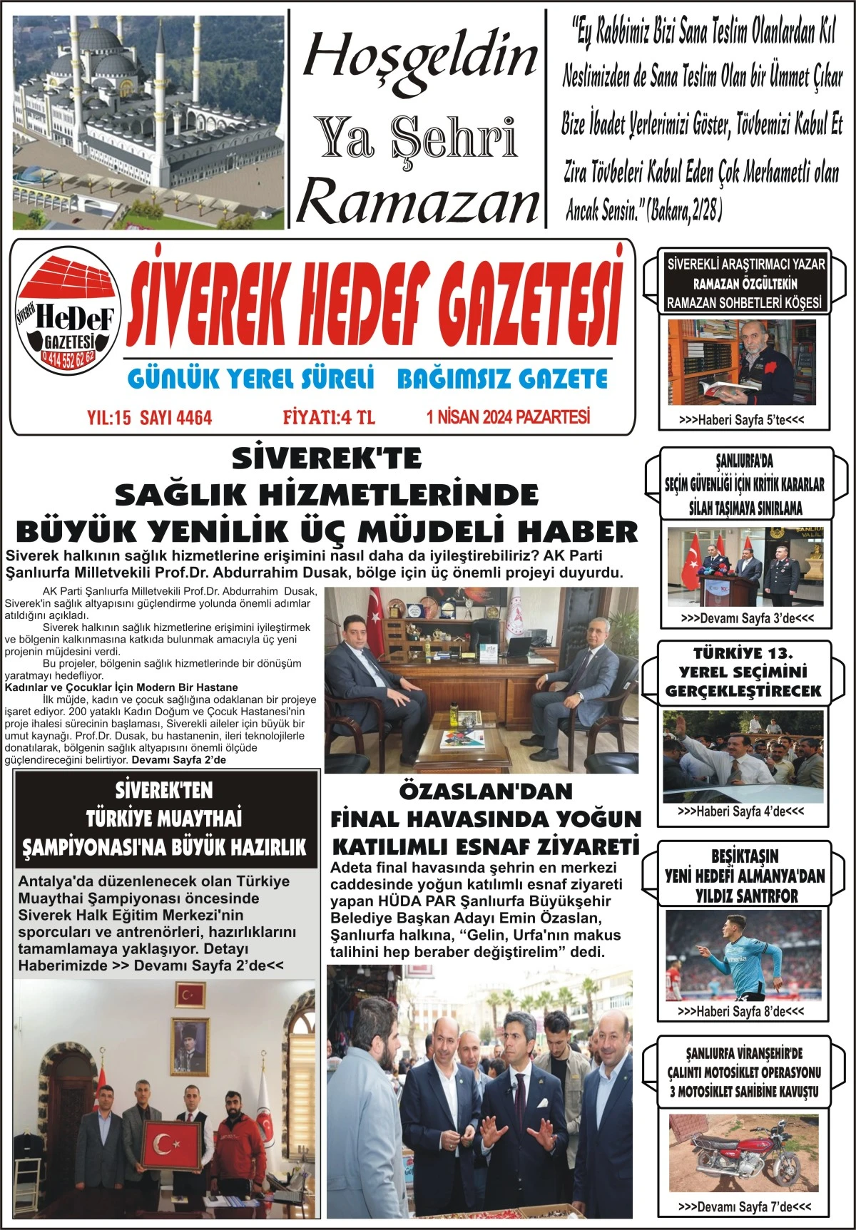 01.04.2024 Tarihli Gazetemiz