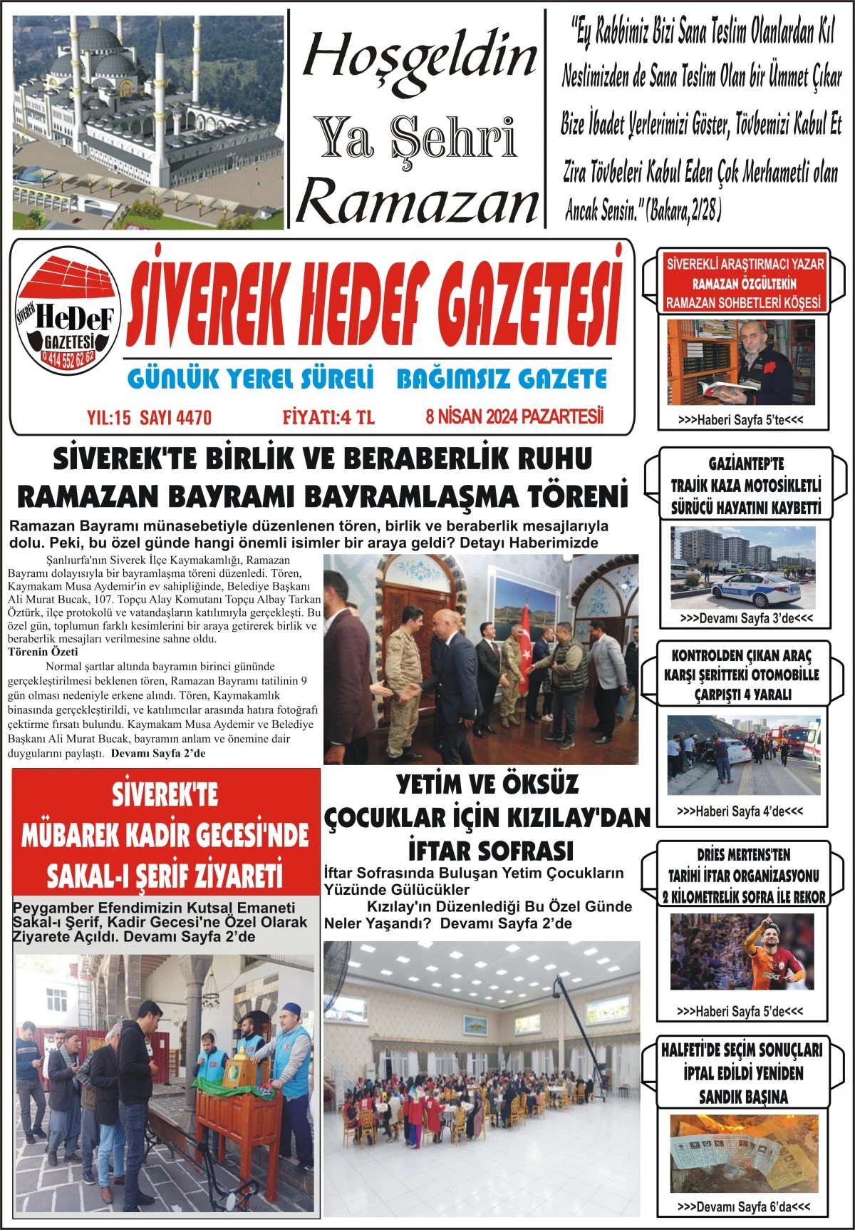 8.04.2024 Tarihli Gazetemiz