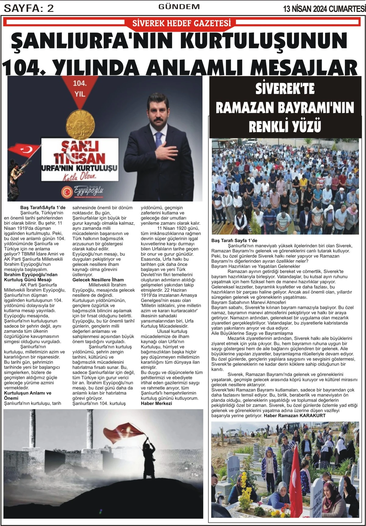 13.04.2024 Tarihli Gazetemiz