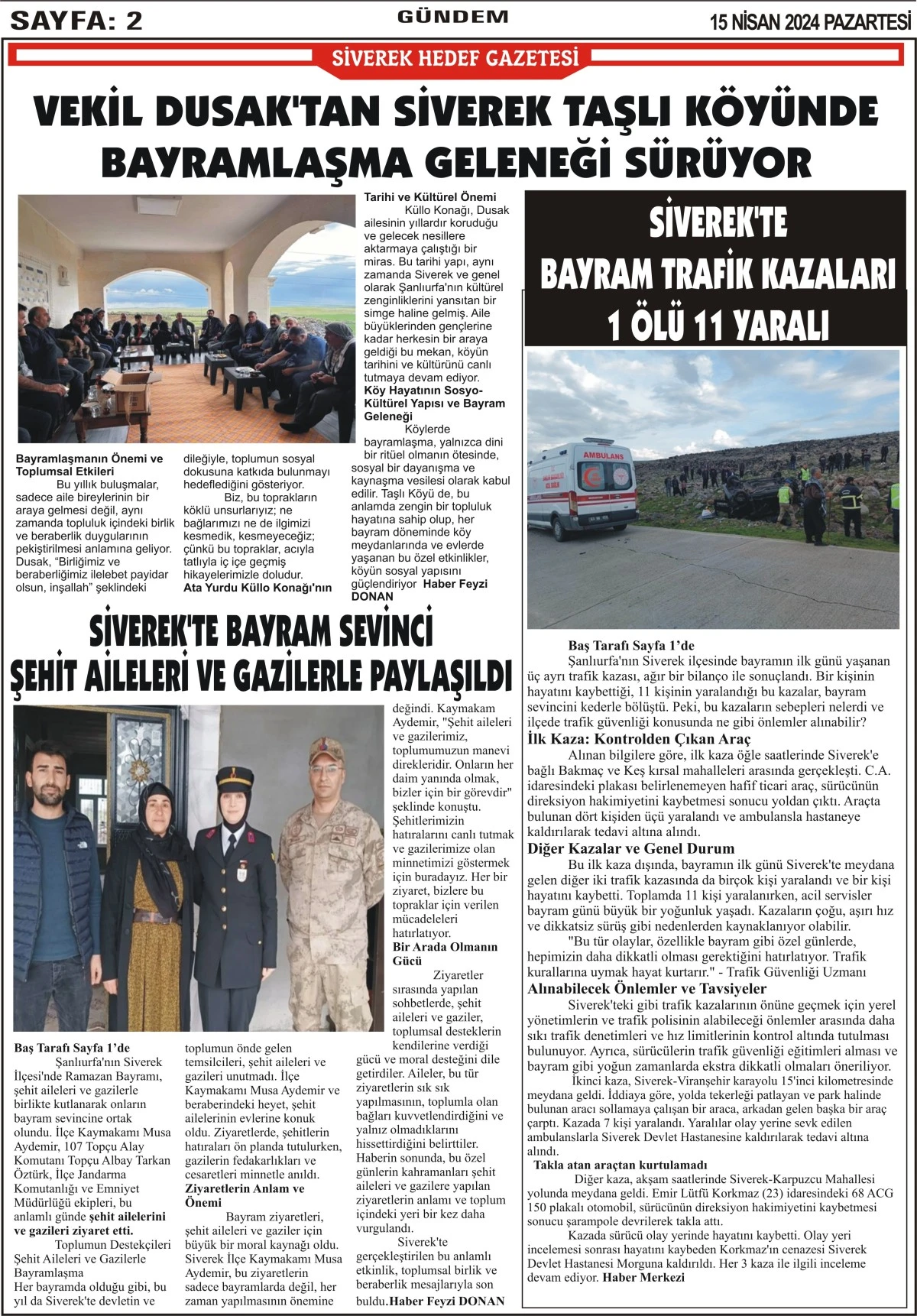 15.04.2024 Tarihli Gazetemiz