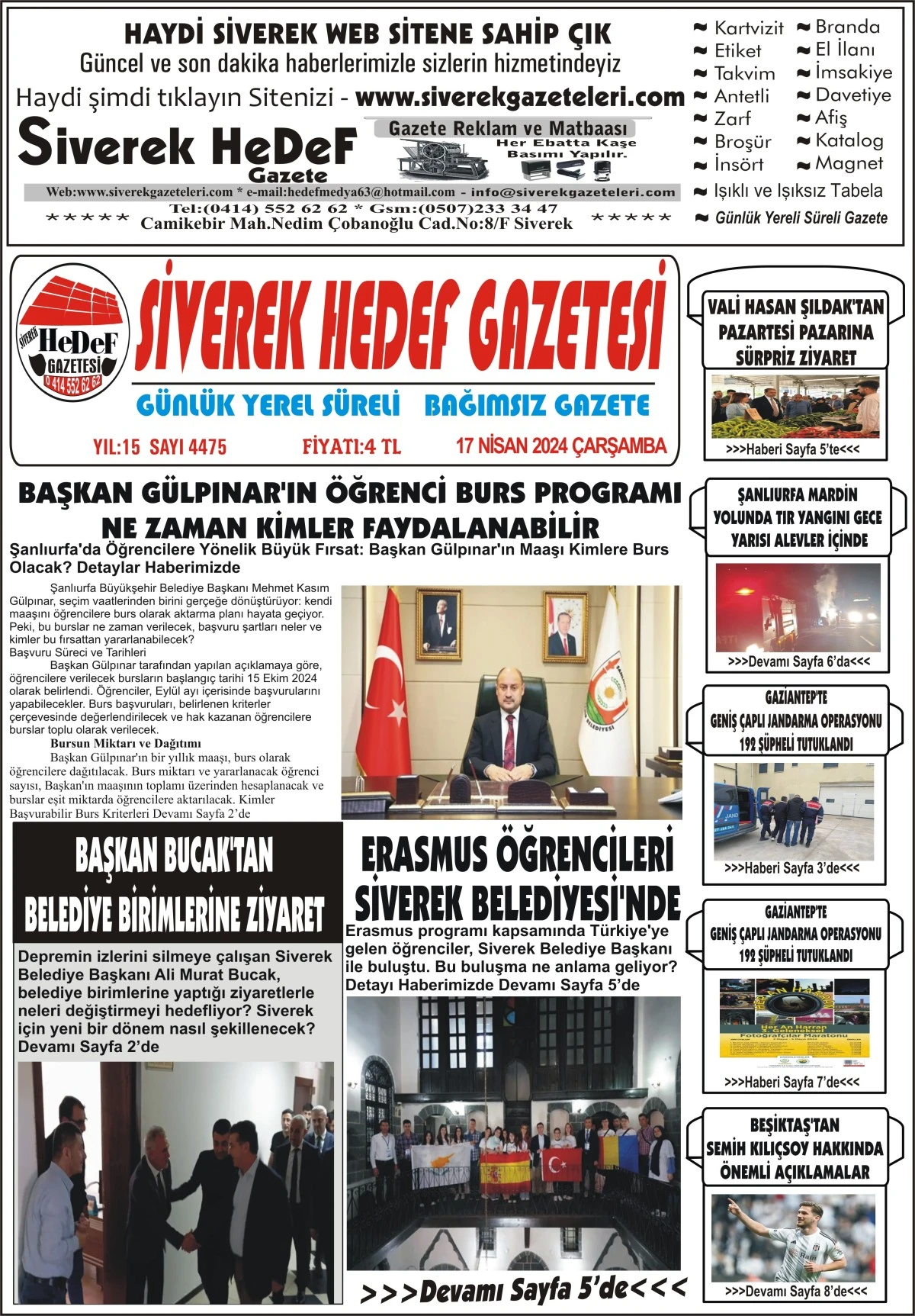 17.04.2024 Tarihli Gazetemiz