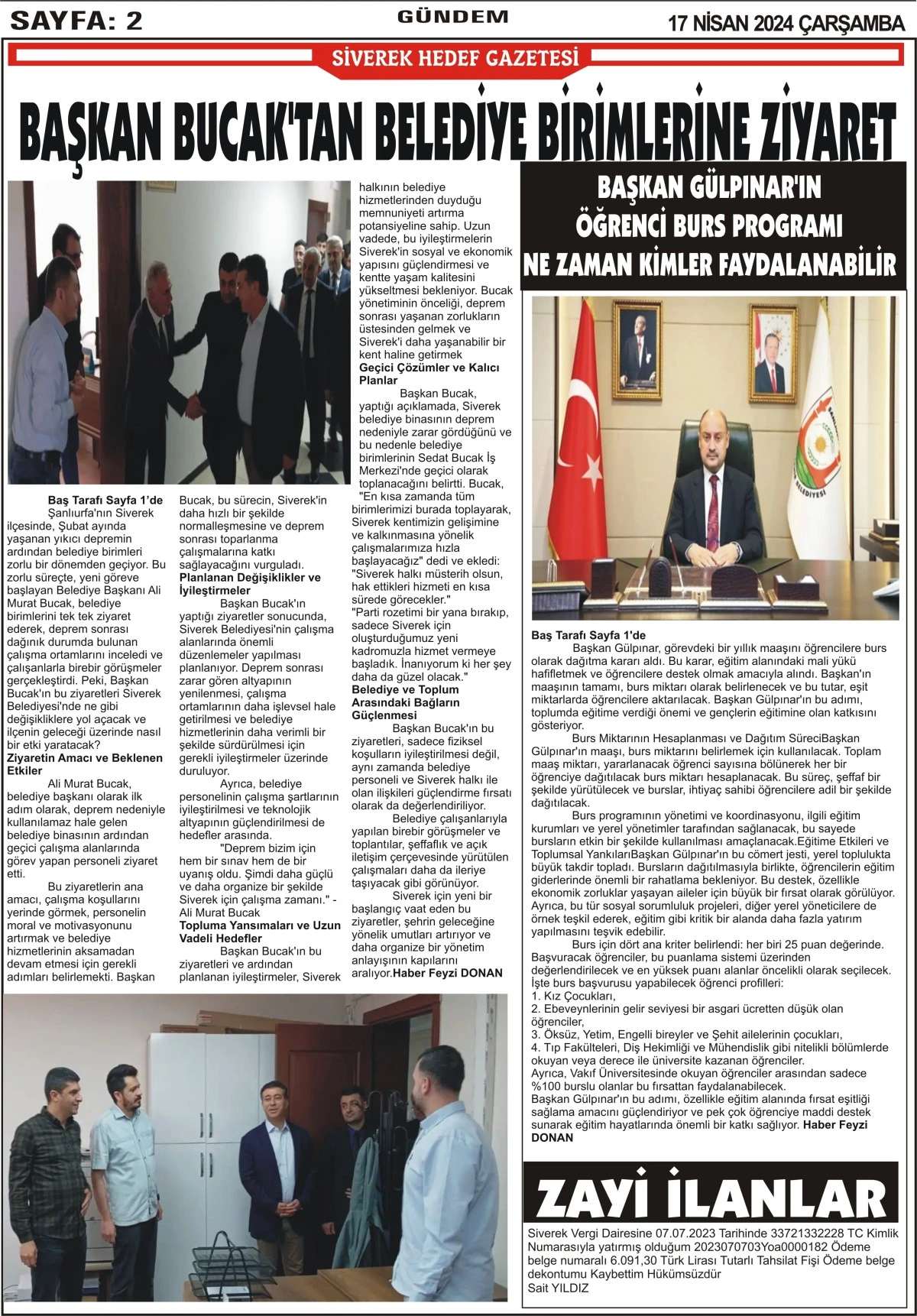 17.04.2024 Tarihli Gazetemiz