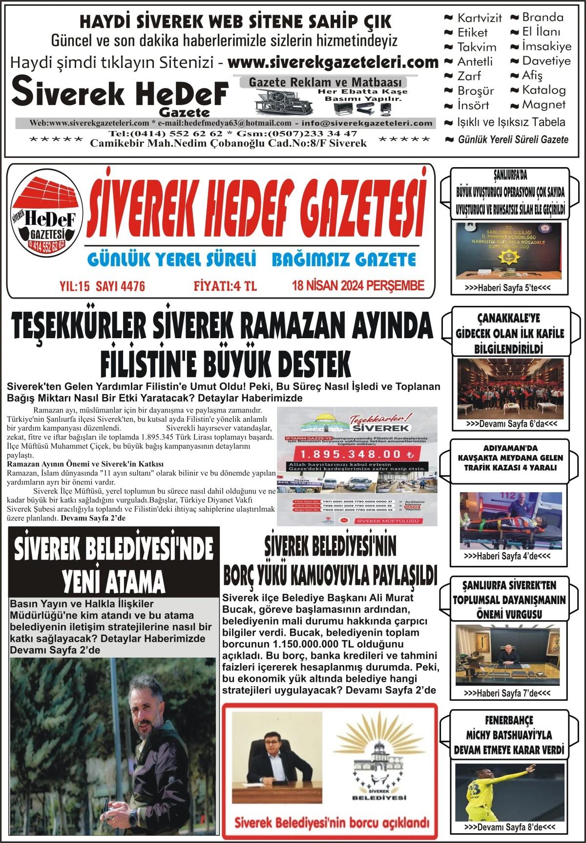 18.04.2024 Tarihli Gazetemiz