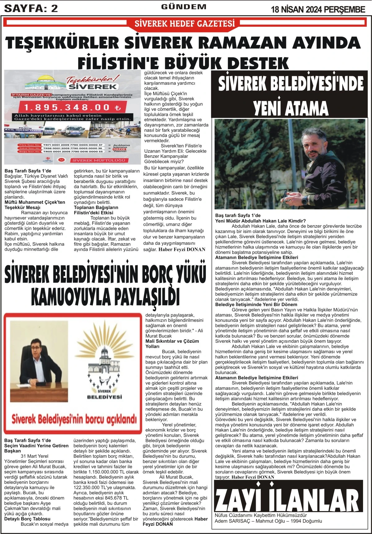 18.04.2024 Tarihli Gazetemiz