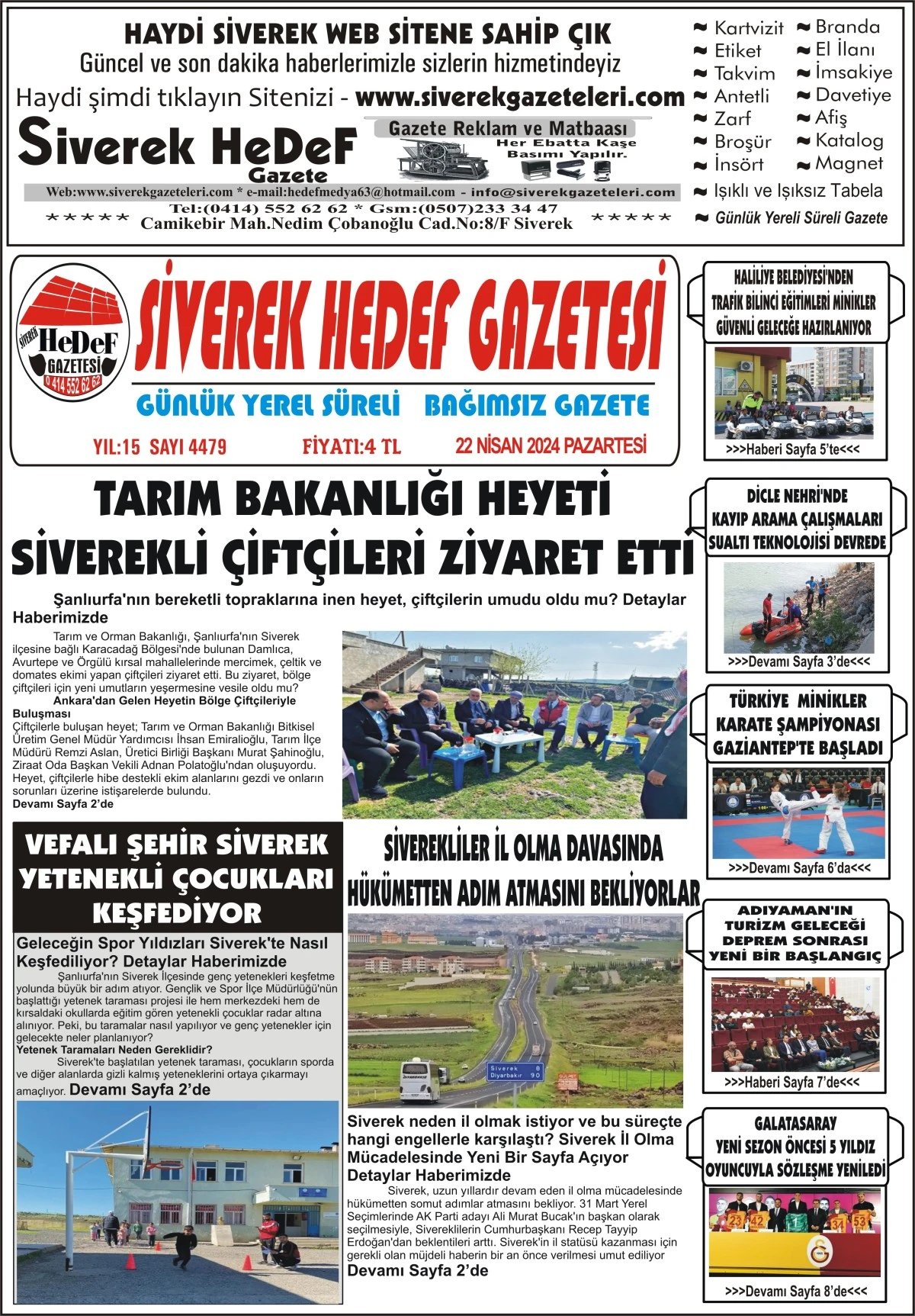 22.04.2024 Tarihli Gazetemiz