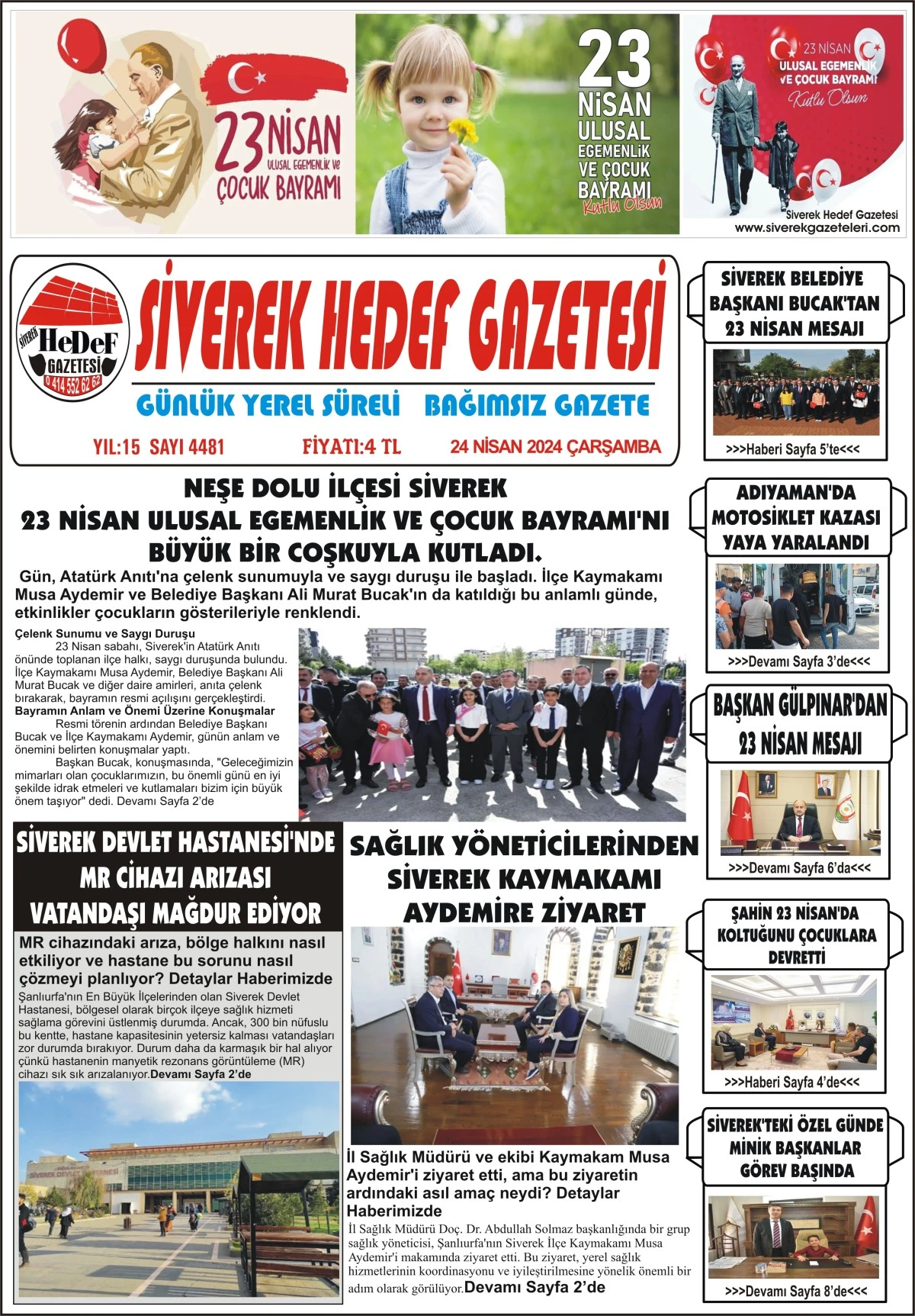 24.04.2024 Tarihli Gazetemiz