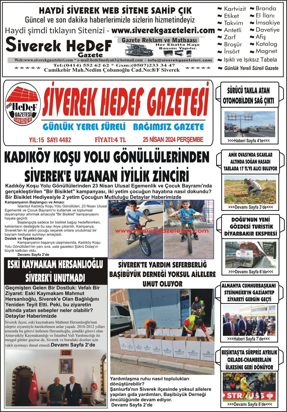 25.04.2024 Tarihli Gazetemiz 