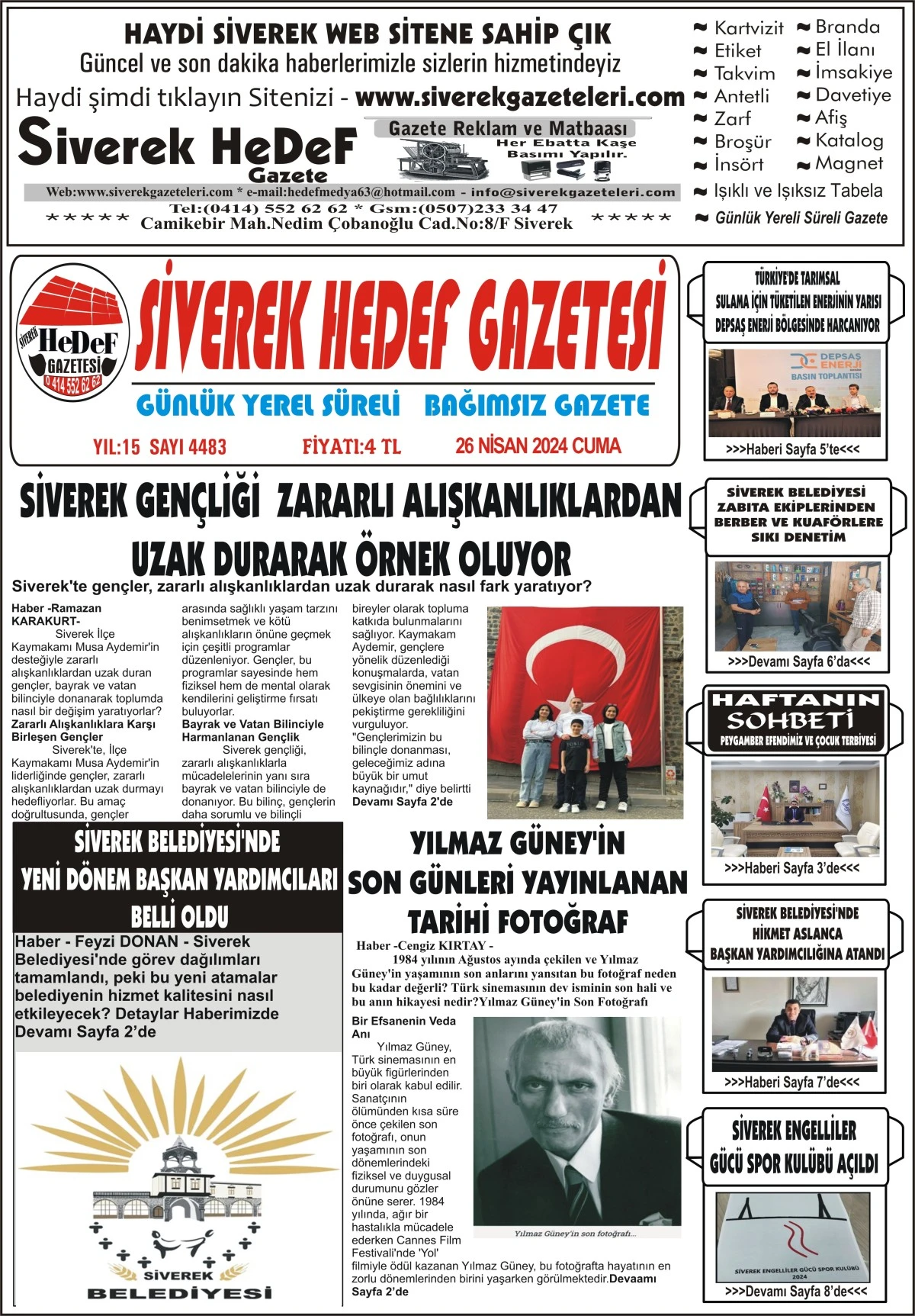 26.04.2024 Tarihli Gazetemiz