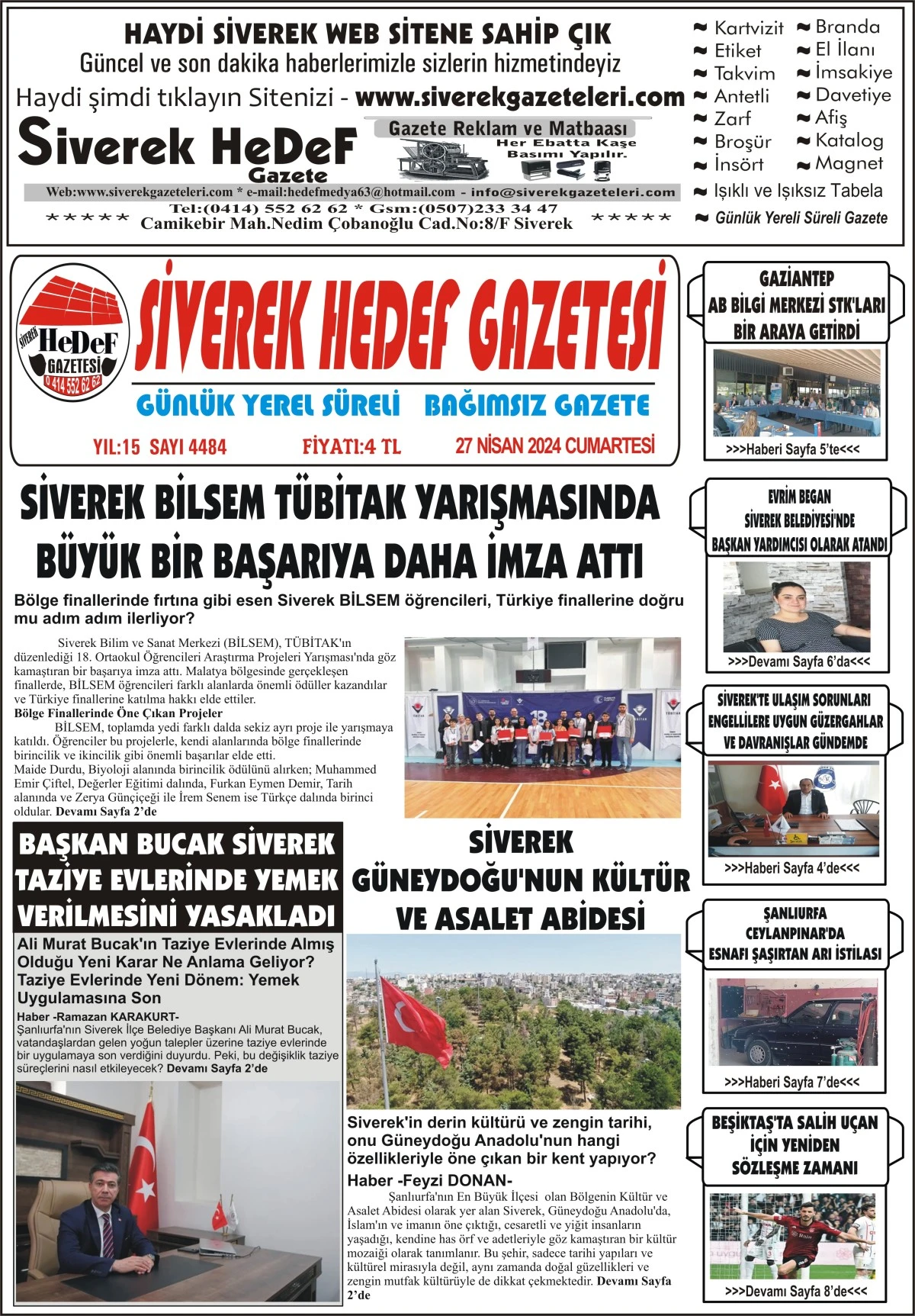 27.04.2024 Tarihli Gazetemiz