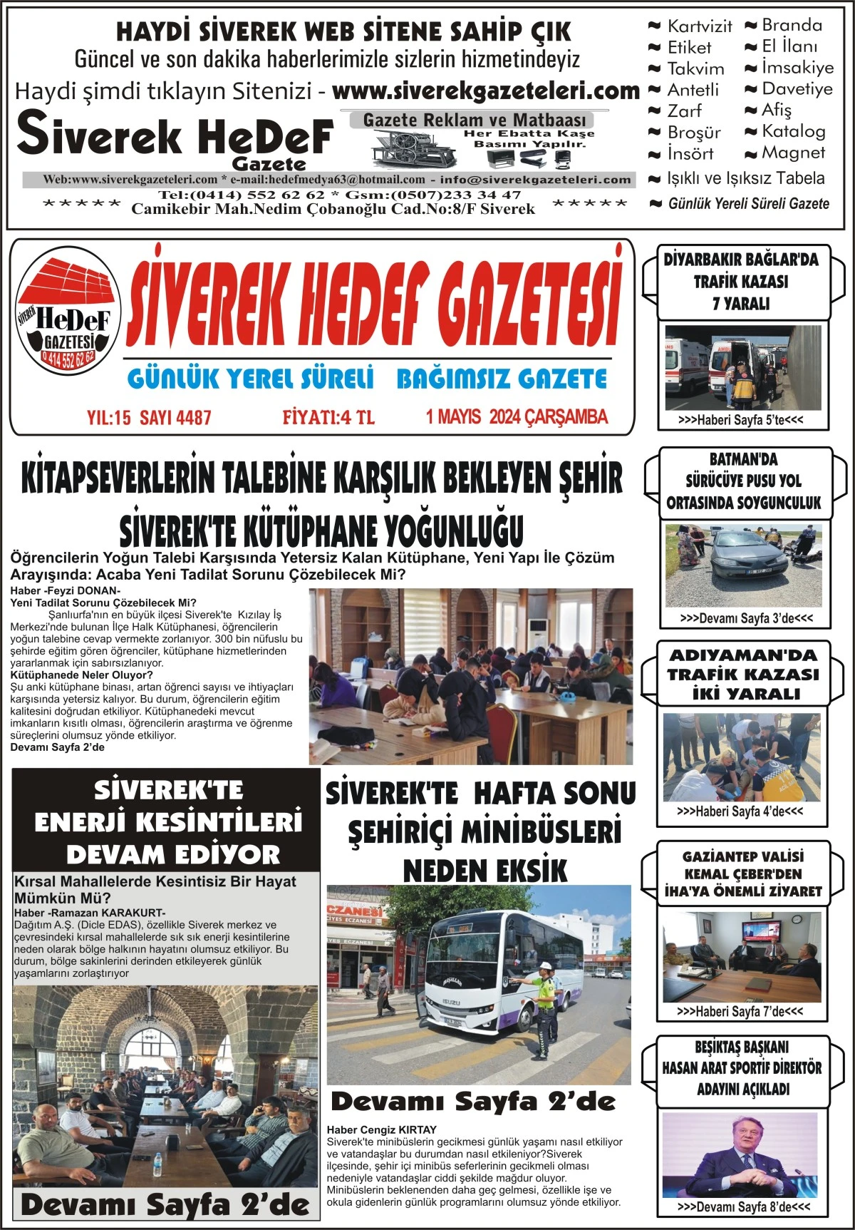 01.05.2024 Tarihli Gazetemiz