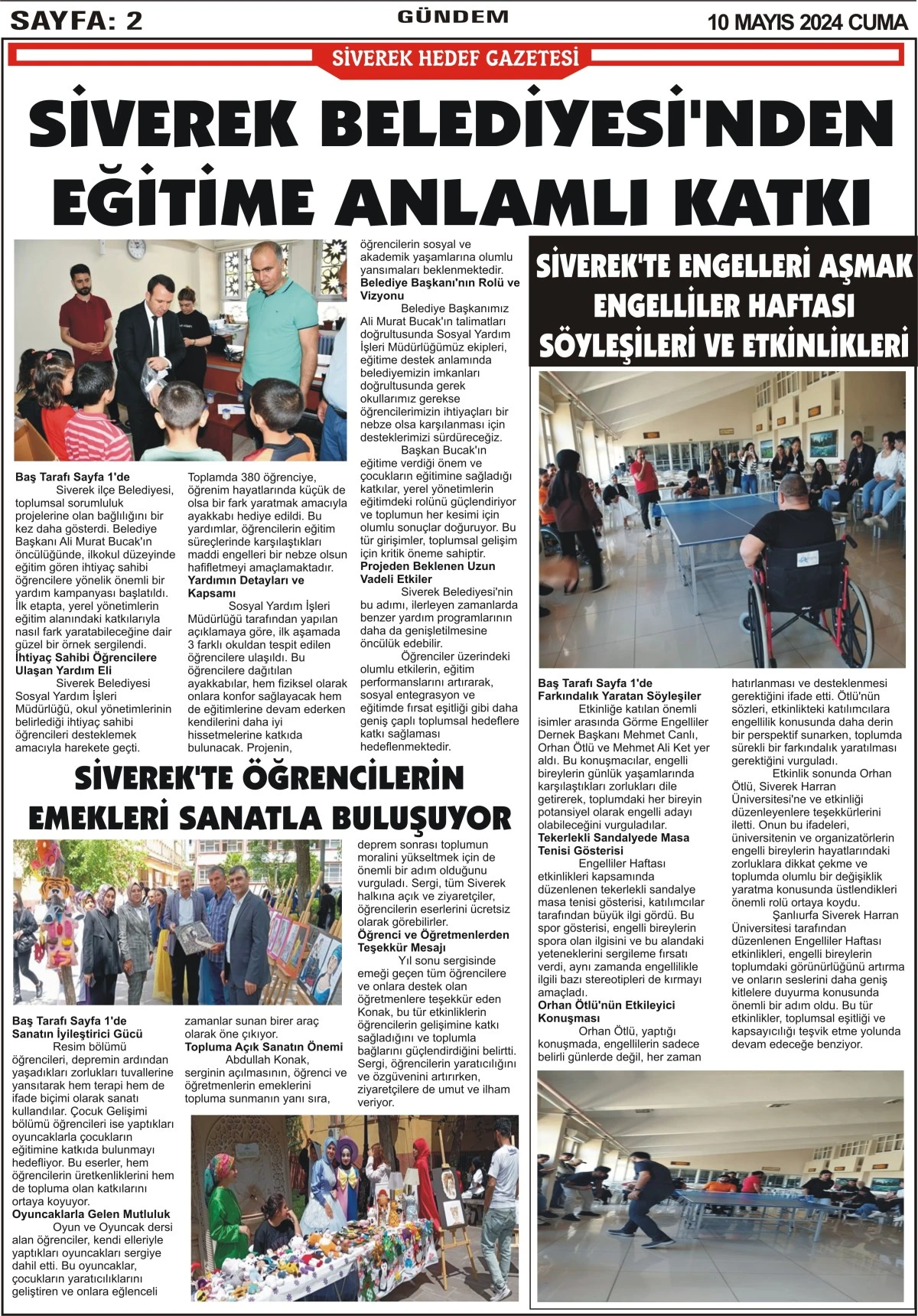 10.05.2024 Tarihli Gazetemiz