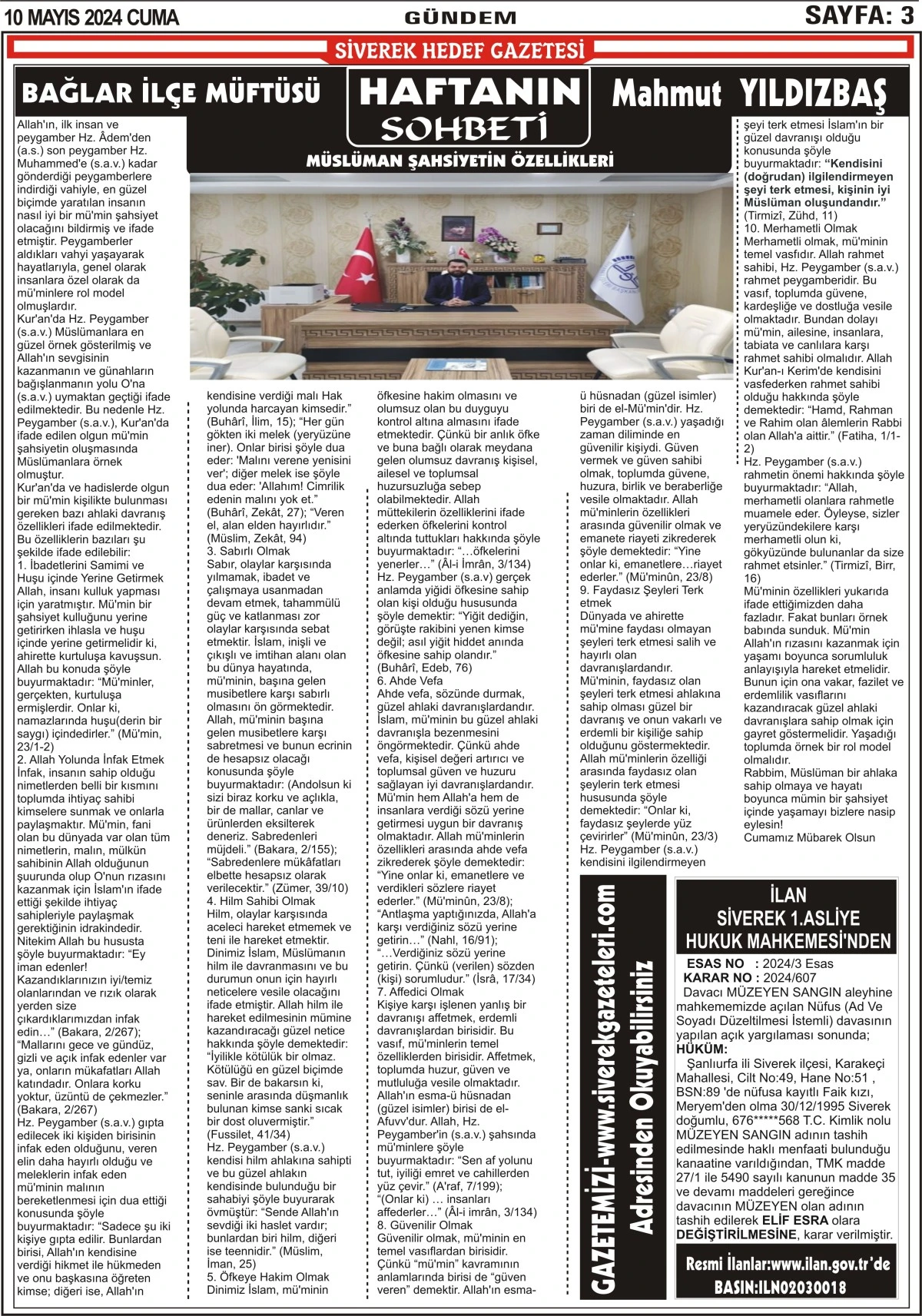 10.05.2024 Tarihli Gazetemiz