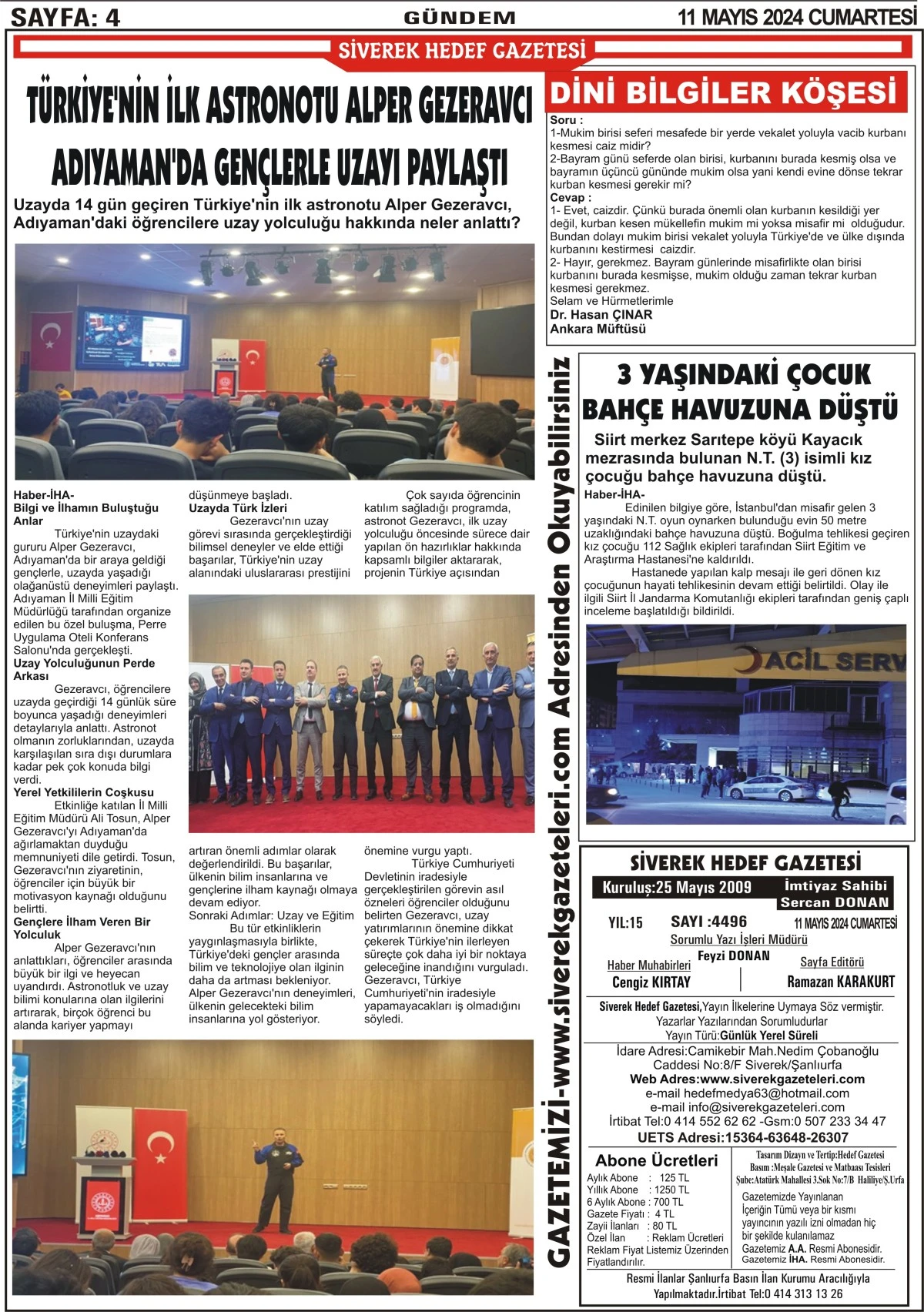 11.05.2024 Tarihli Gazetemiz