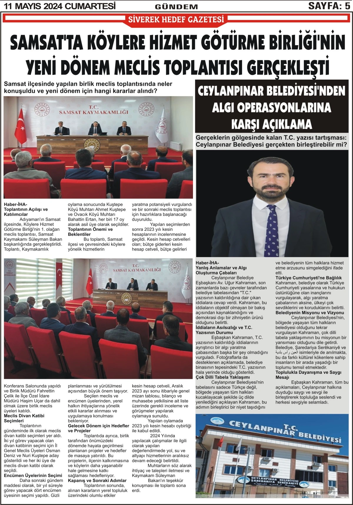 11.05.2024 Tarihli Gazetemiz