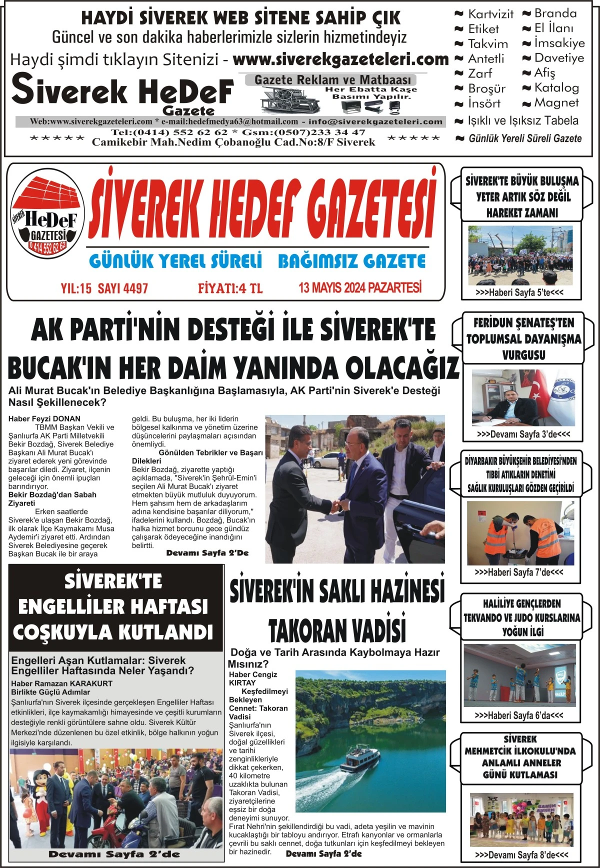 13.05.2024 Tarihli Gazetemiz