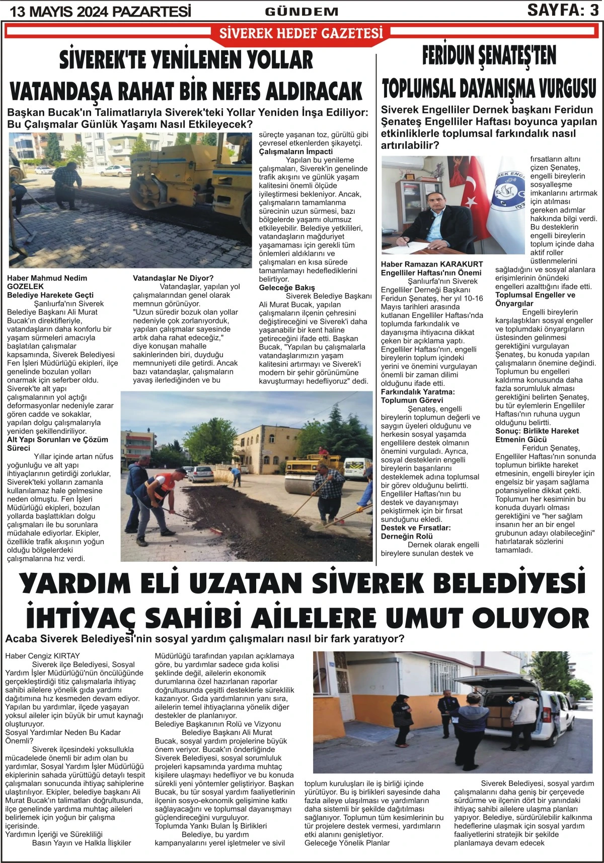 13.05.2024 Tarihli Gazetemiz