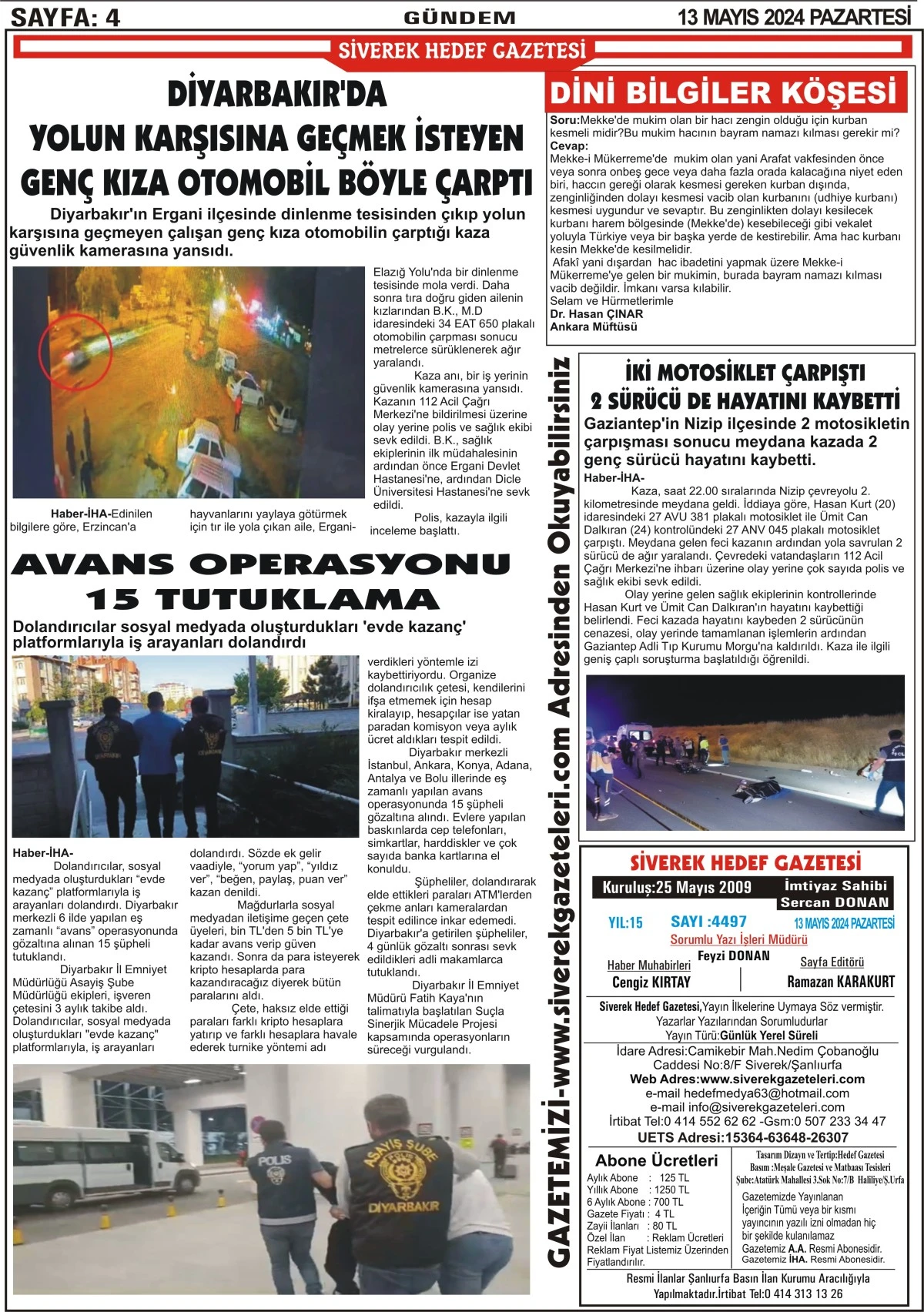 13.05.2024 Tarihli Gazetemiz