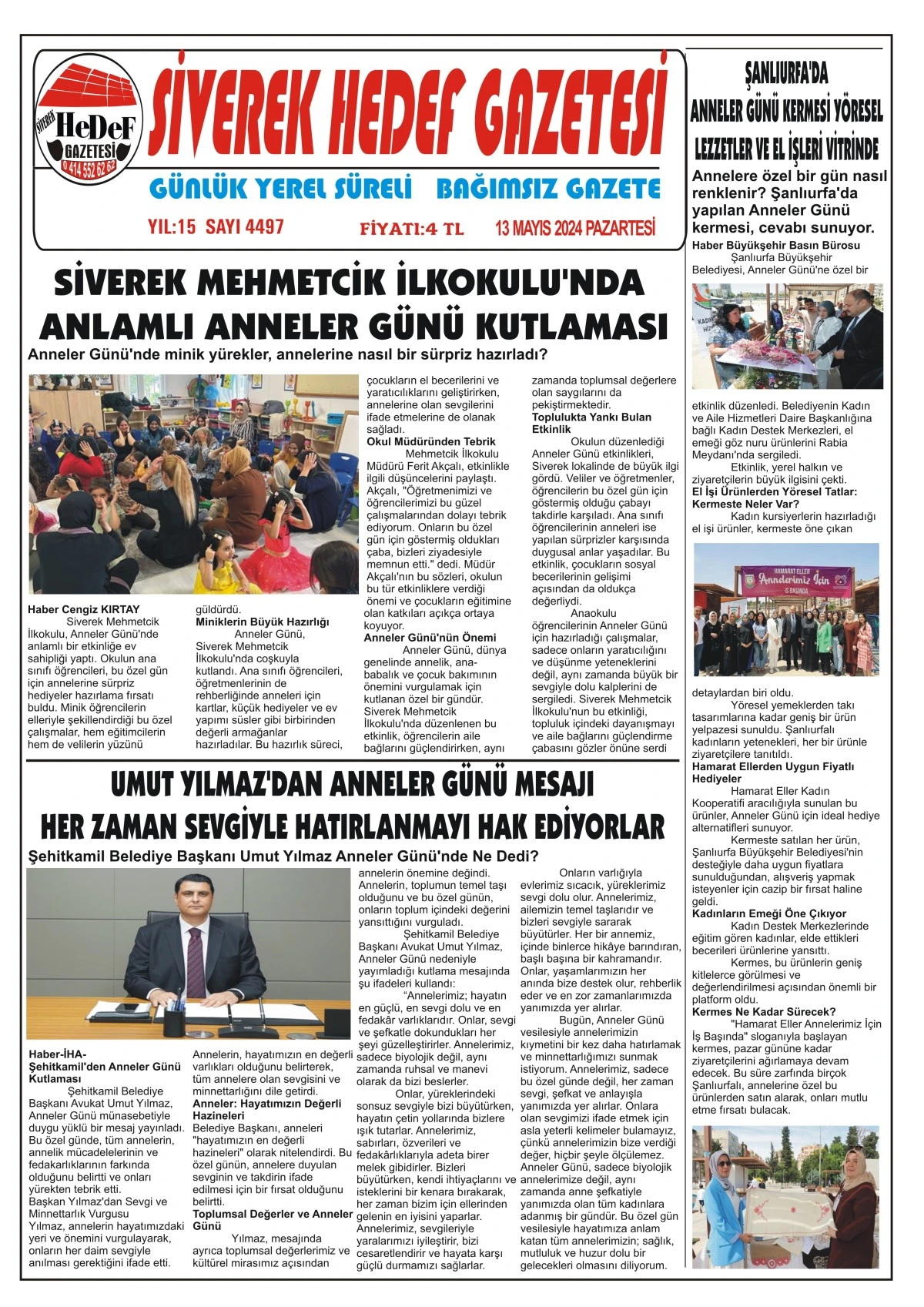 13.05.2024 Tarihli Gazetemiz