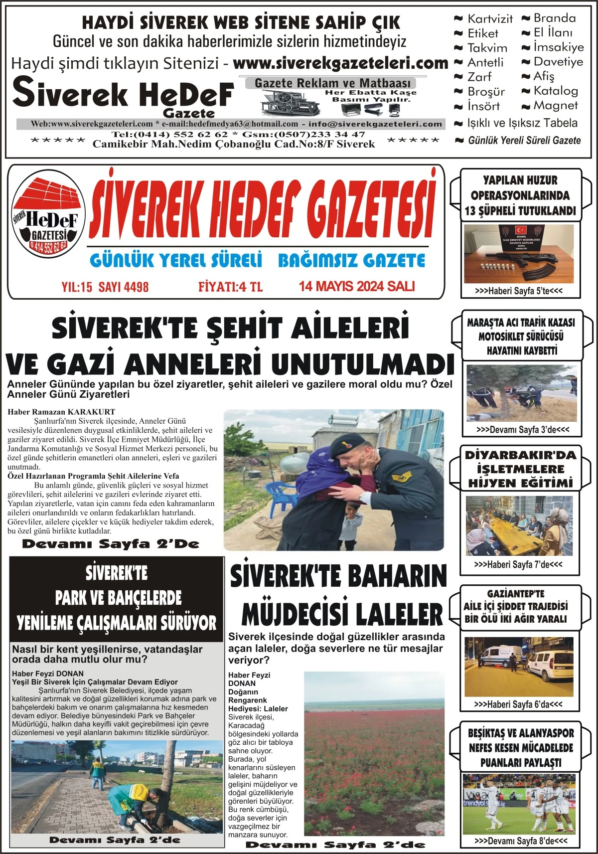 14.05.2024 Tarihli Gazetemiz