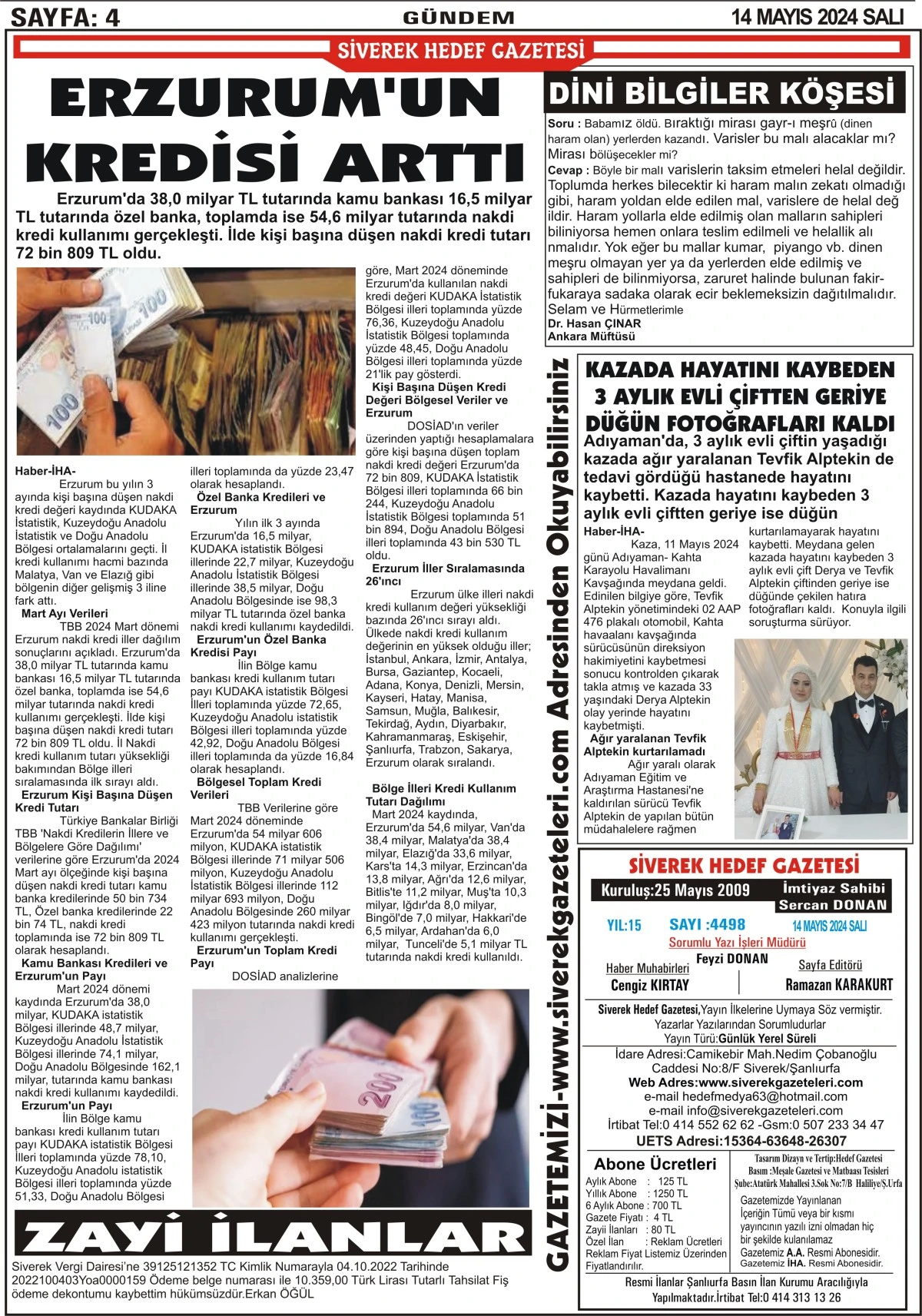 14.05.2024 Tarihli Gazetemiz