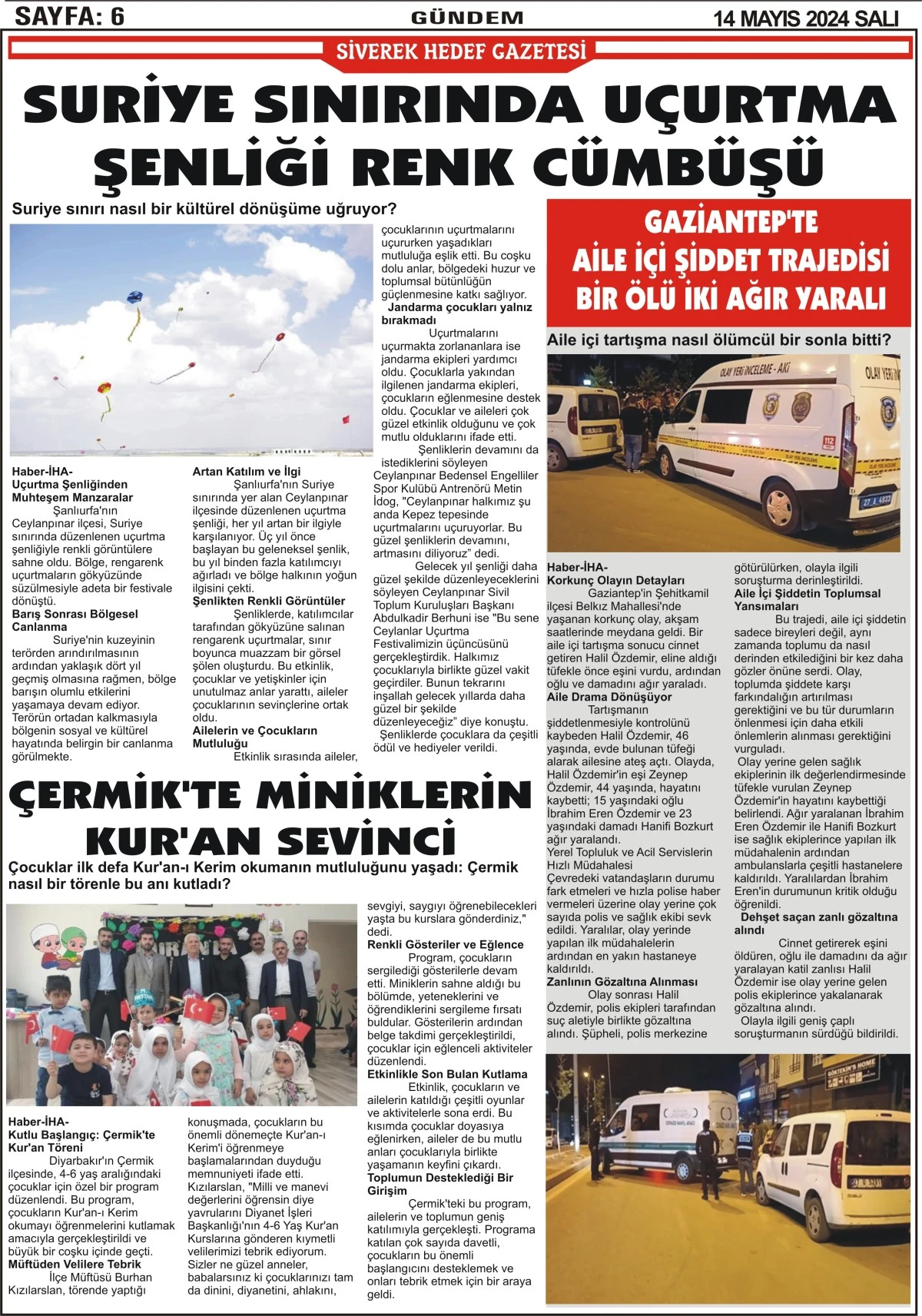 14.05.2024 Tarihli Gazetemiz