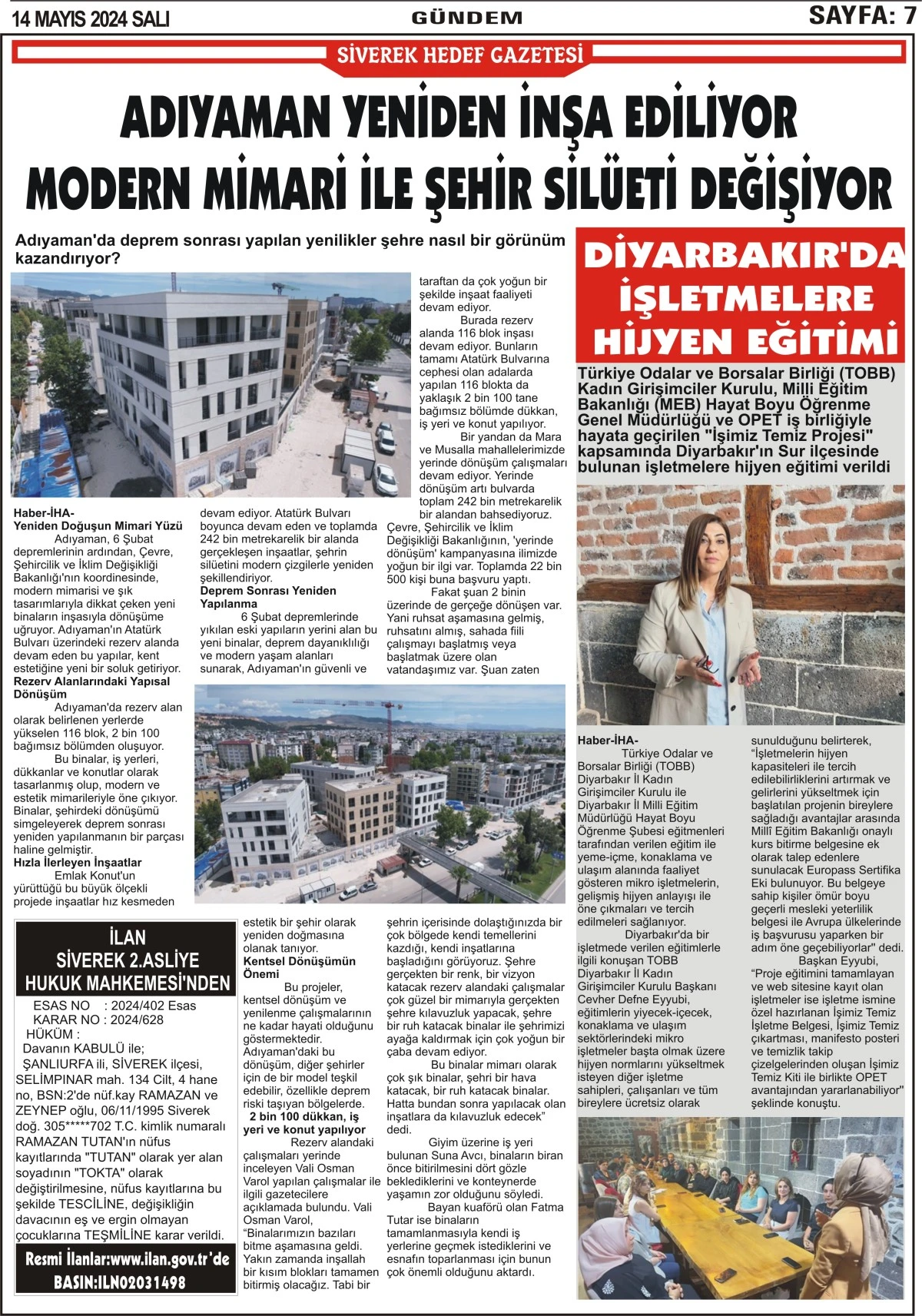 14.05.2024 Tarihli Gazetemiz