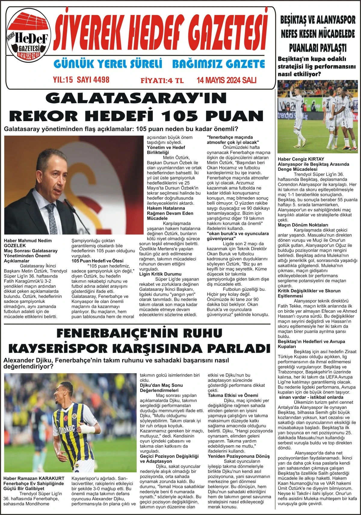14.05.2024 Tarihli Gazetemiz
