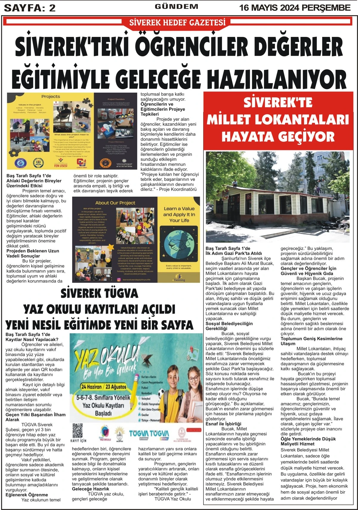 16.05.2024 Tarihli Gazetemiz