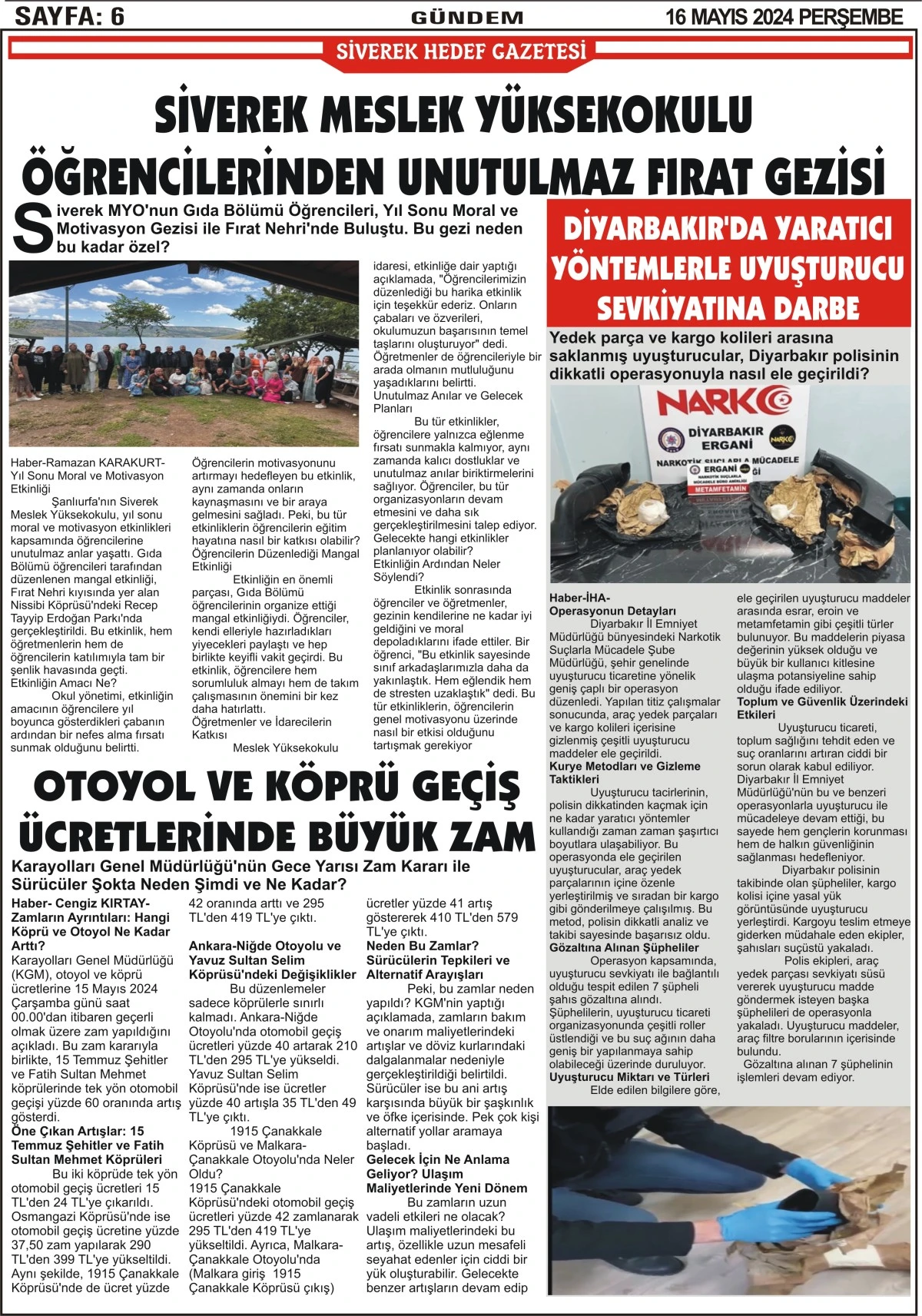 16.05.2024 Tarihli Gazetemiz